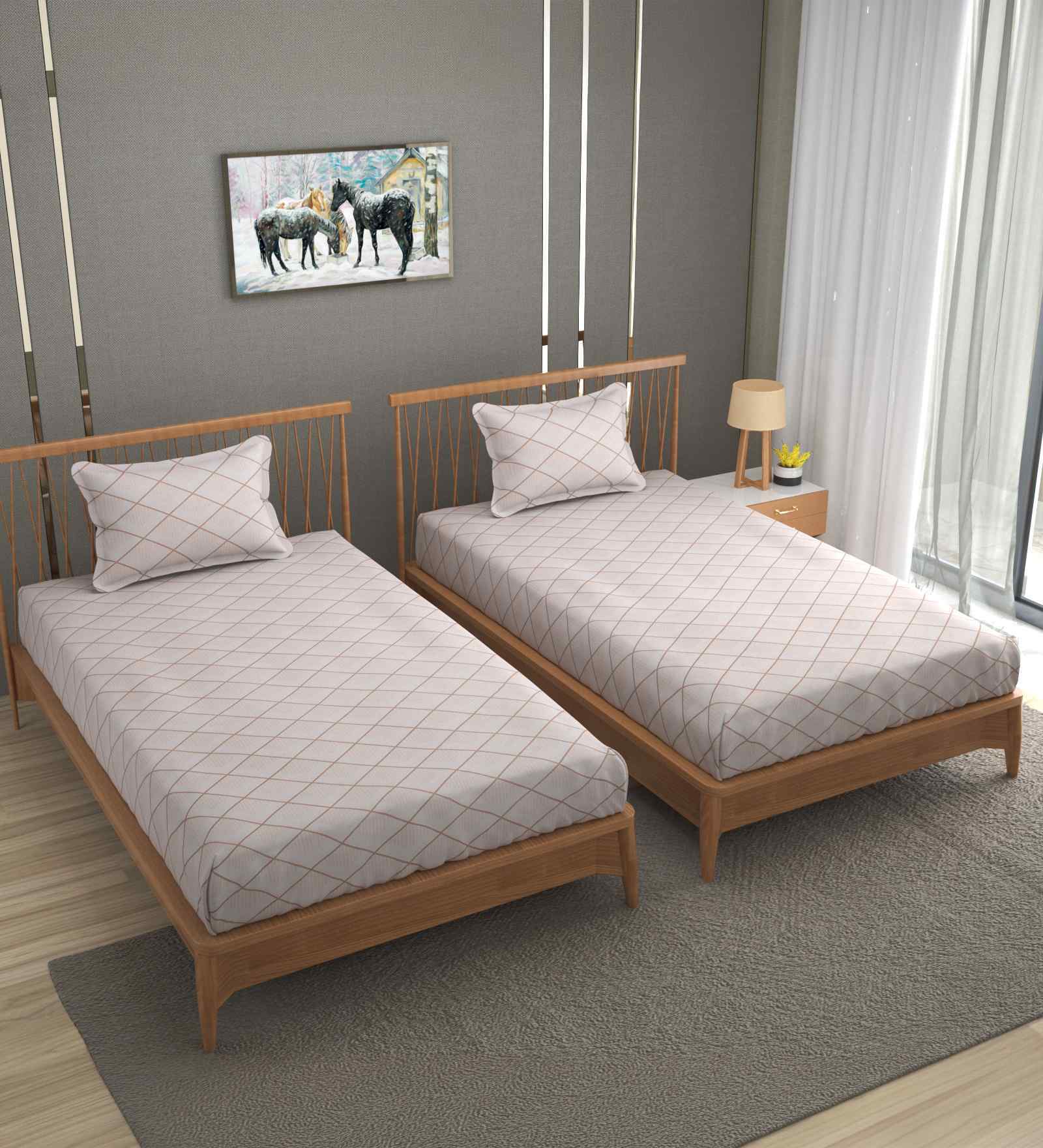 Pink 250 Tc Cotton Bedsheet With 2 Pillow Covers