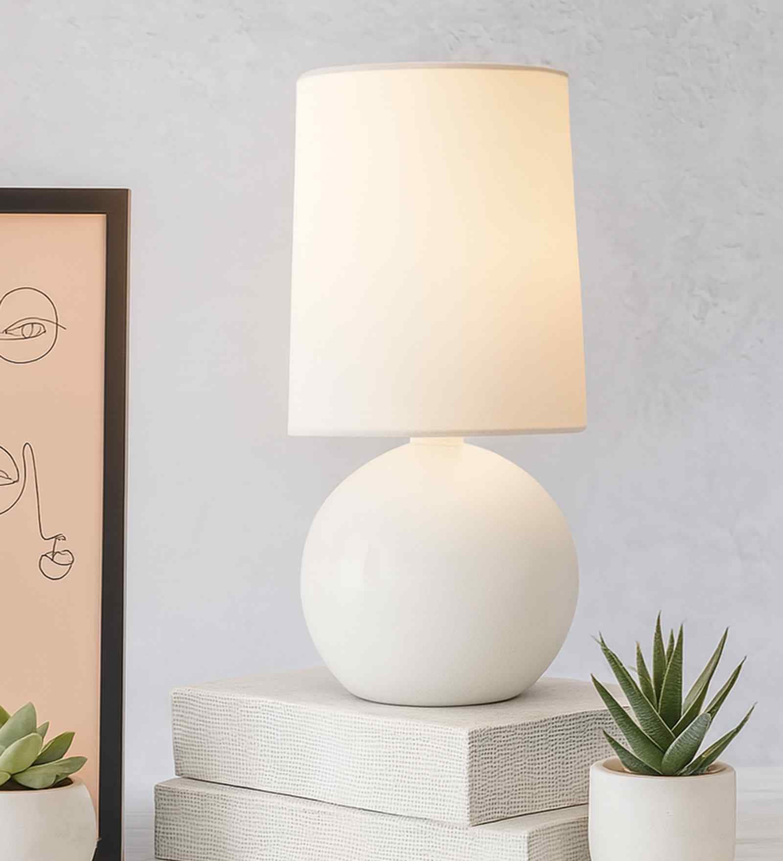 Bedside Ceramic Table Lamp, Classic Desk lamp for Living Room Bedroom, Farmhouse Nightstand Lamps Round with White Fabric Shade Bedside Ceramic Table Lamp, Classic Desk lamp for Living Room Bedroom, Farmhouse Nightstand Lamps Round with White Fabric Shade