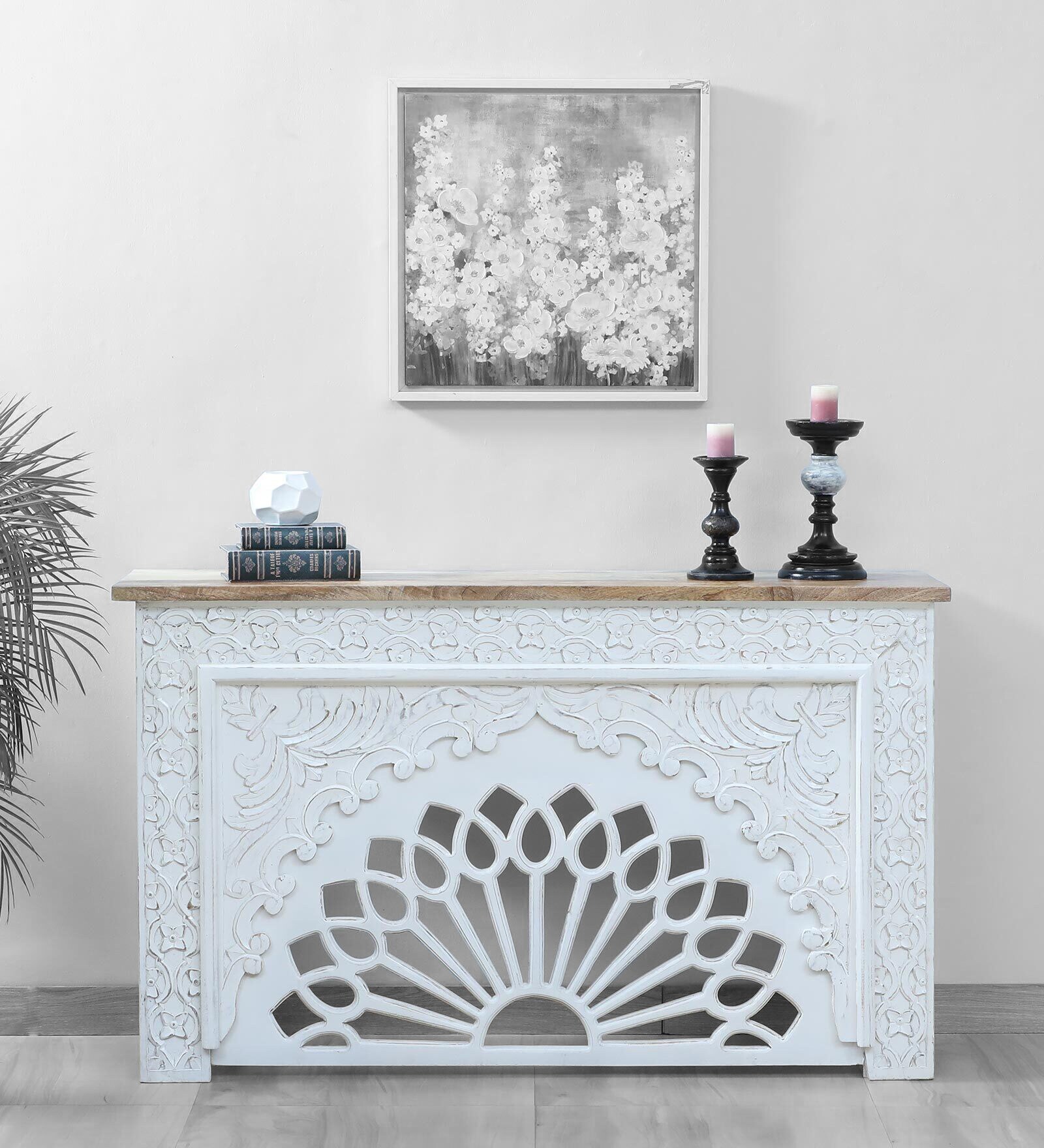 Beene Solid Wood Console Table In Distress Finish