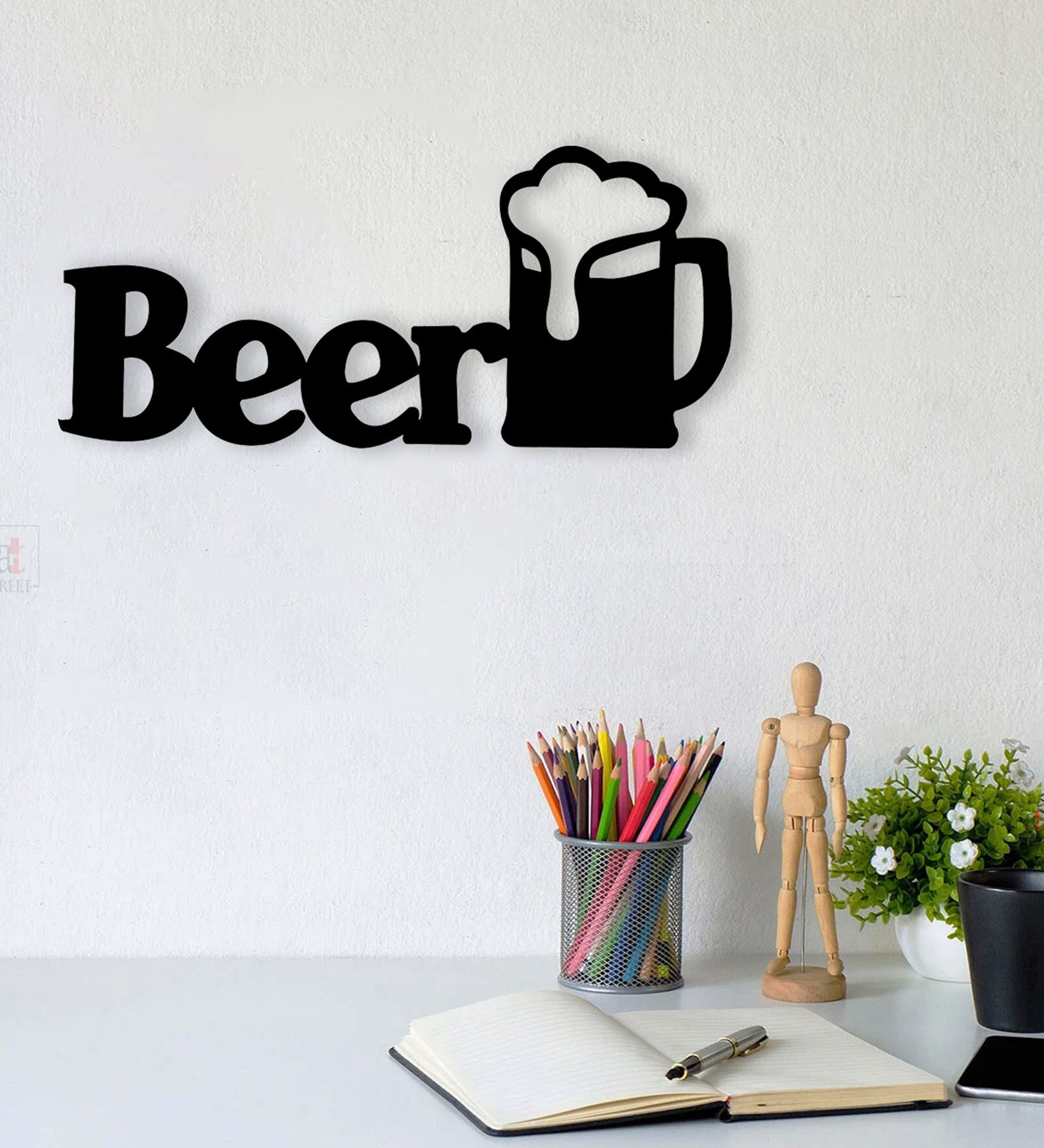 Beer Black MDF Wall Art