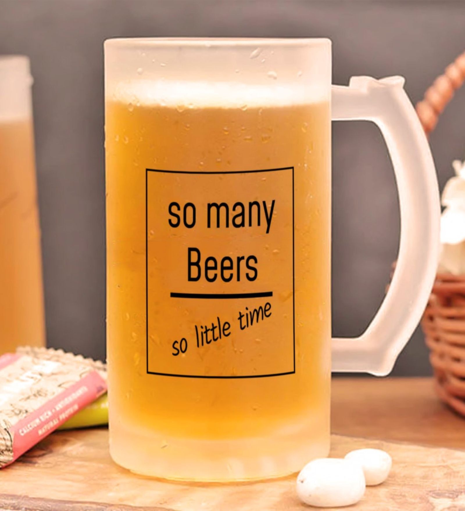 Beer Time 400ml Glass Beer Mug