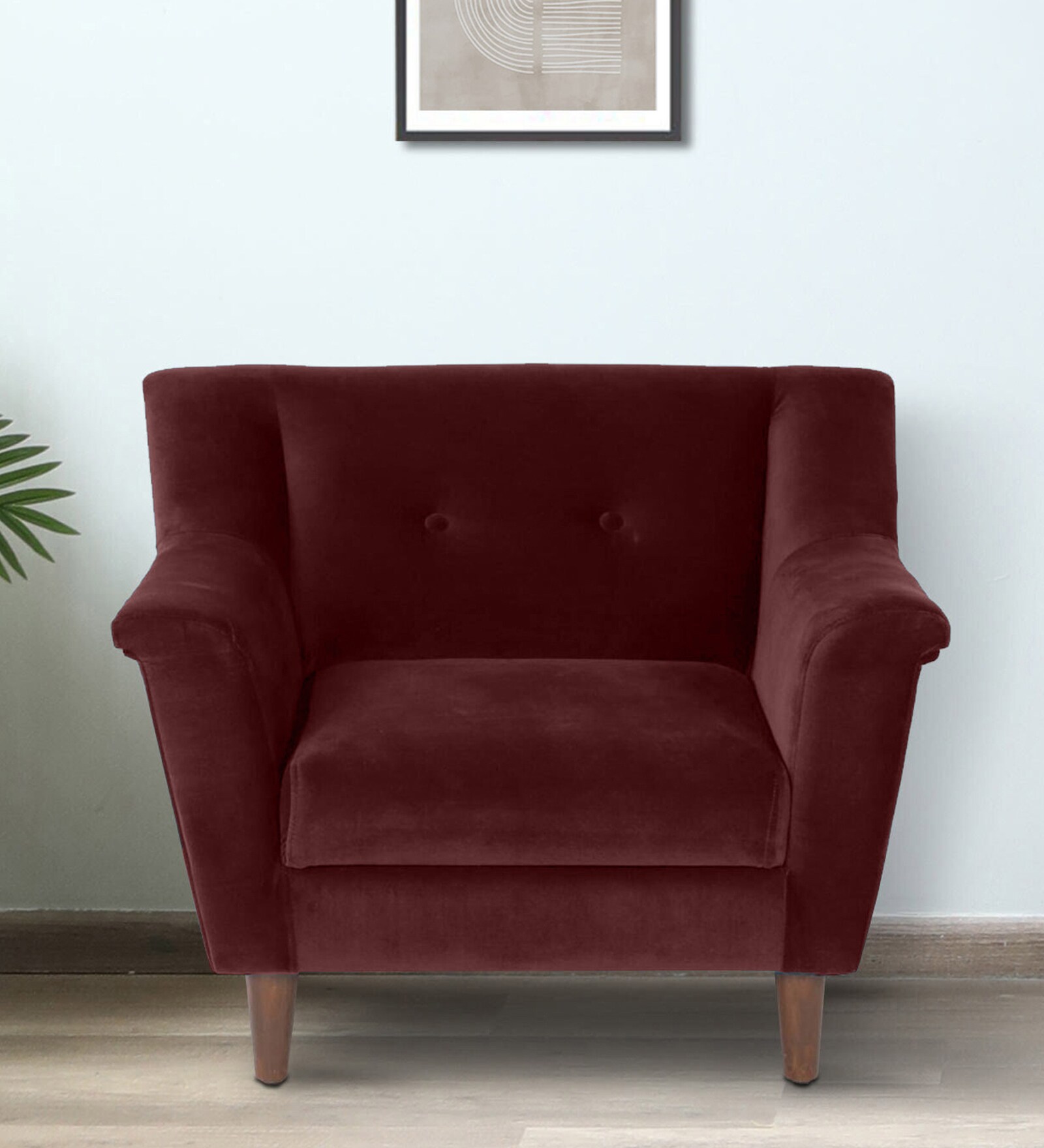 Buy Behar Velvet 1 Seater Sofa in Wine Colour at 19% OFF by Casacraft ...