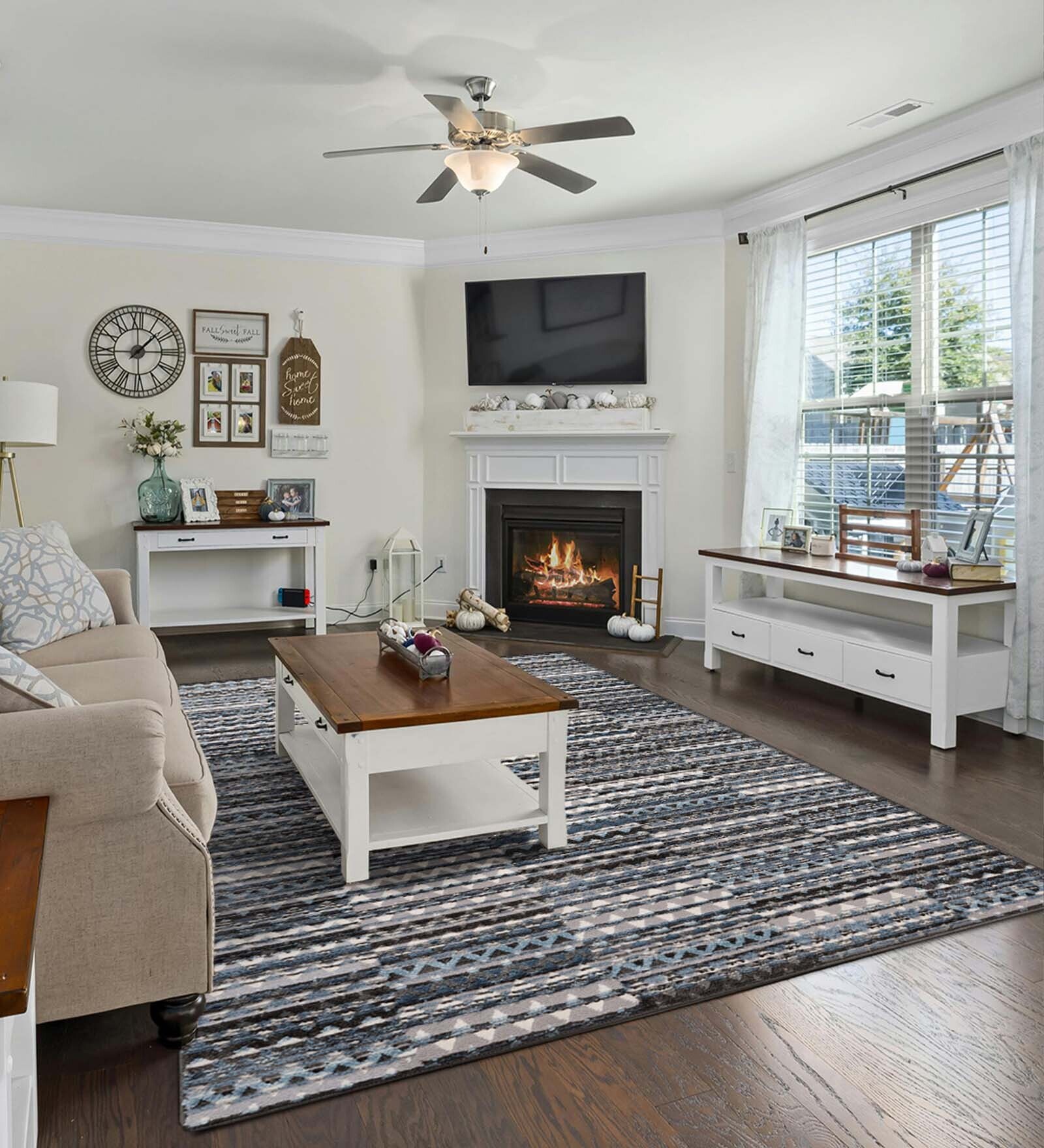 Beige & Cream Abstract Polyester 3 x 5 Feet Machine Made Carpet