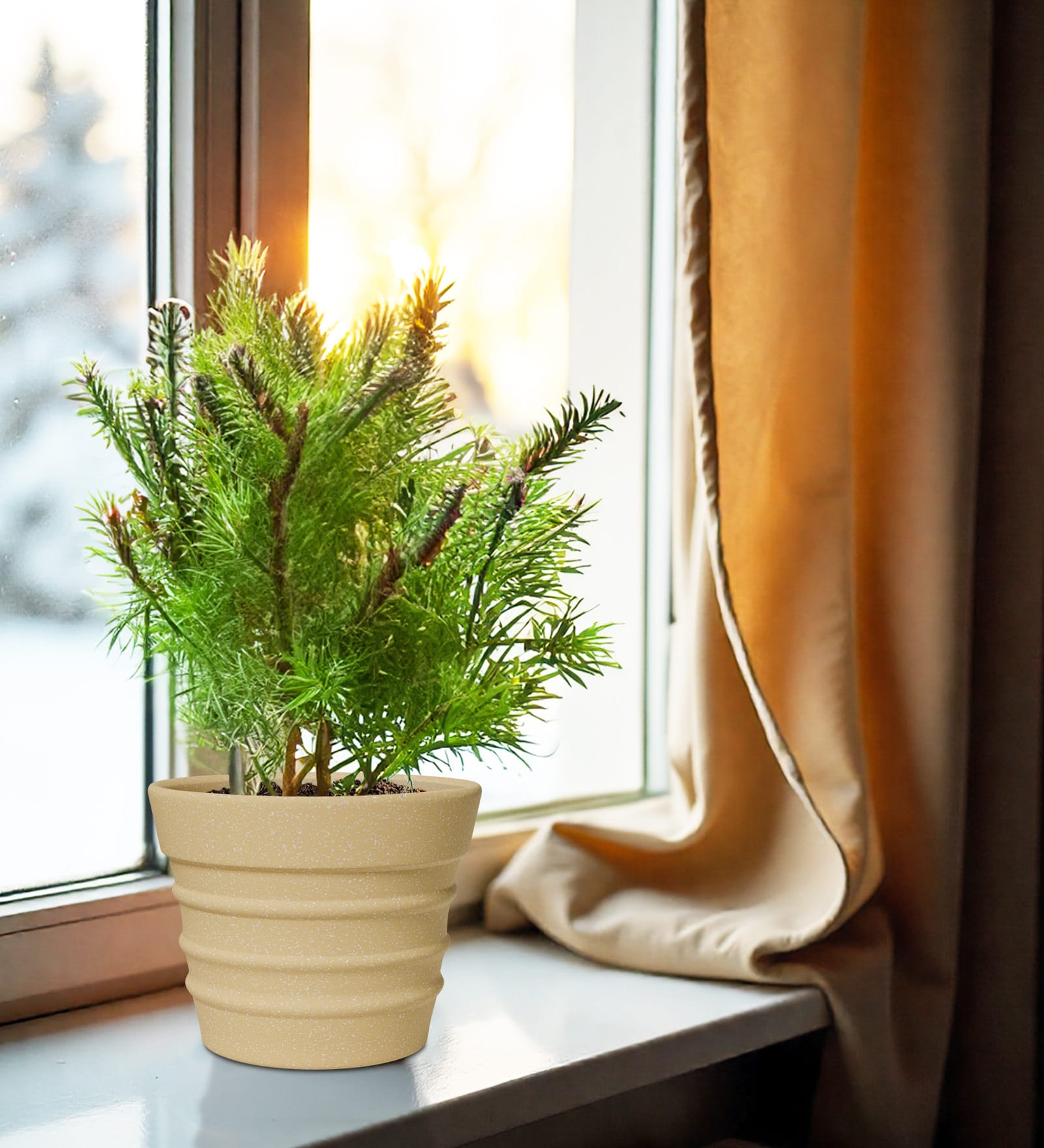 Beige BR Round 12 Inches Planter