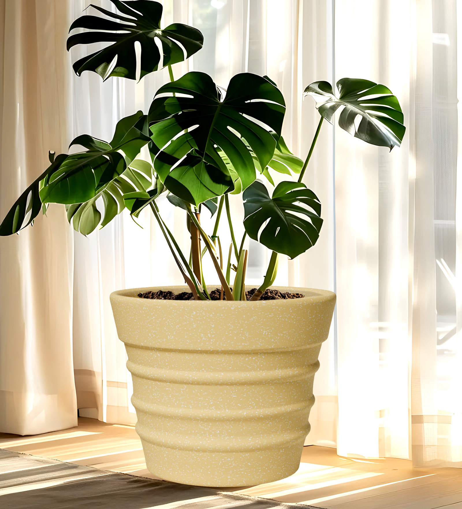 Beige BR Round 21 Inches Planter