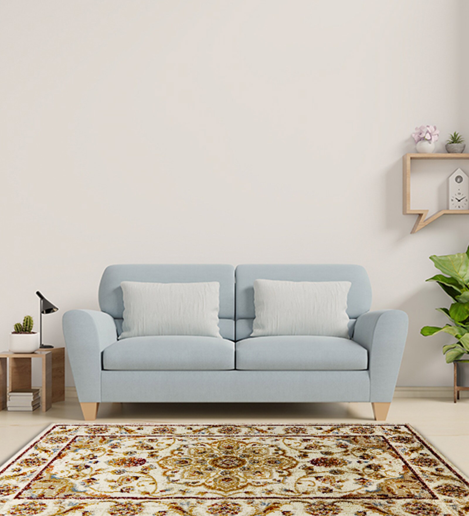 Beige Persian Polypropylene 5 ft x 7 ft Machine Made Carpet