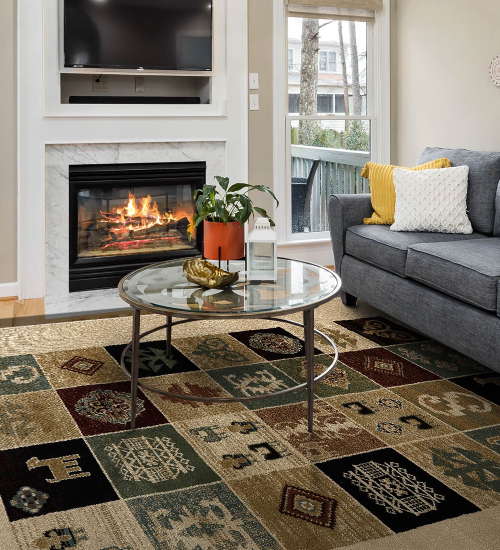 Beige Traditional 6 ft x9 ft Carpet