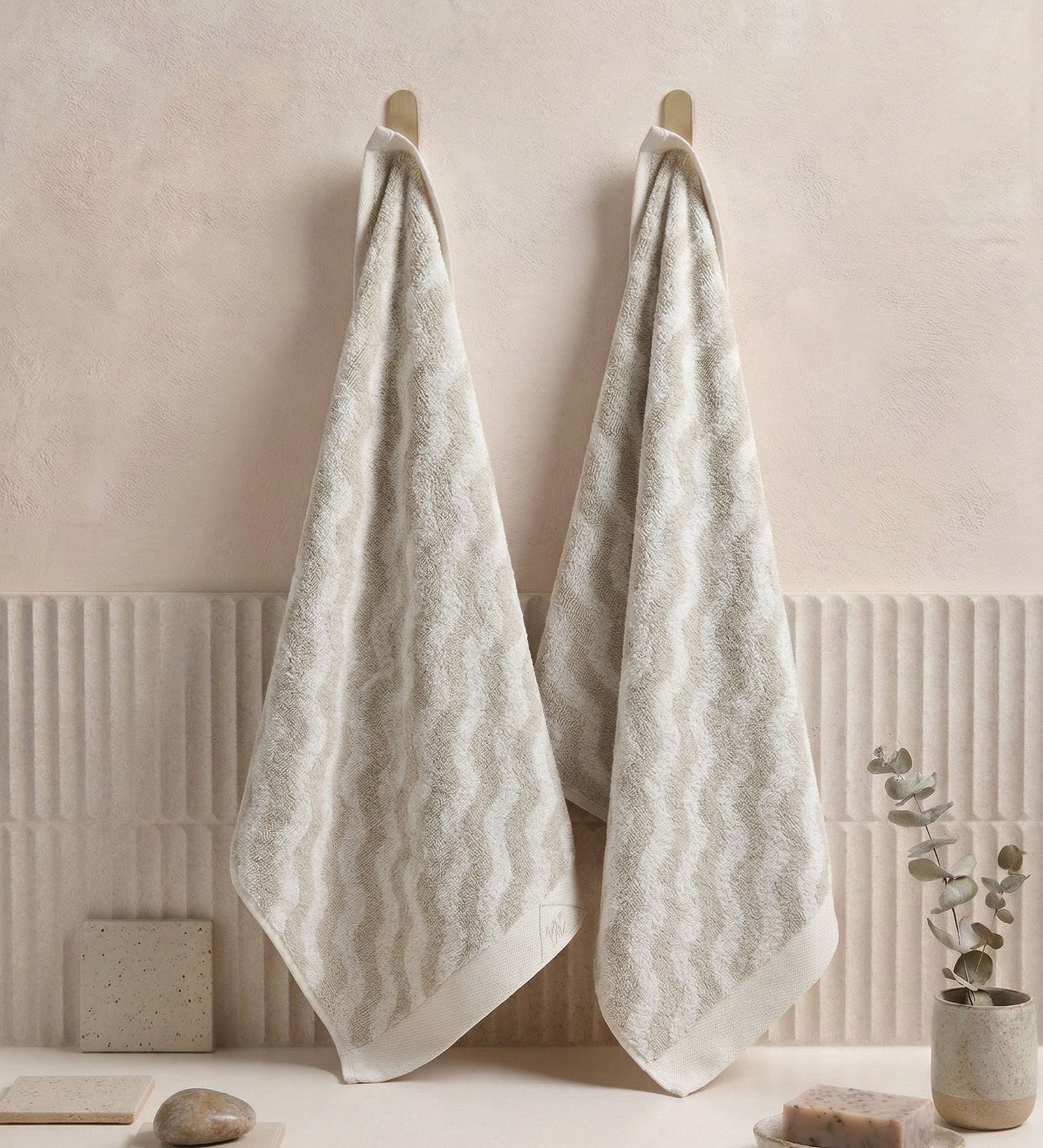 Beige 100% Cotton 500 Gsm Hand Towel 2 Pc