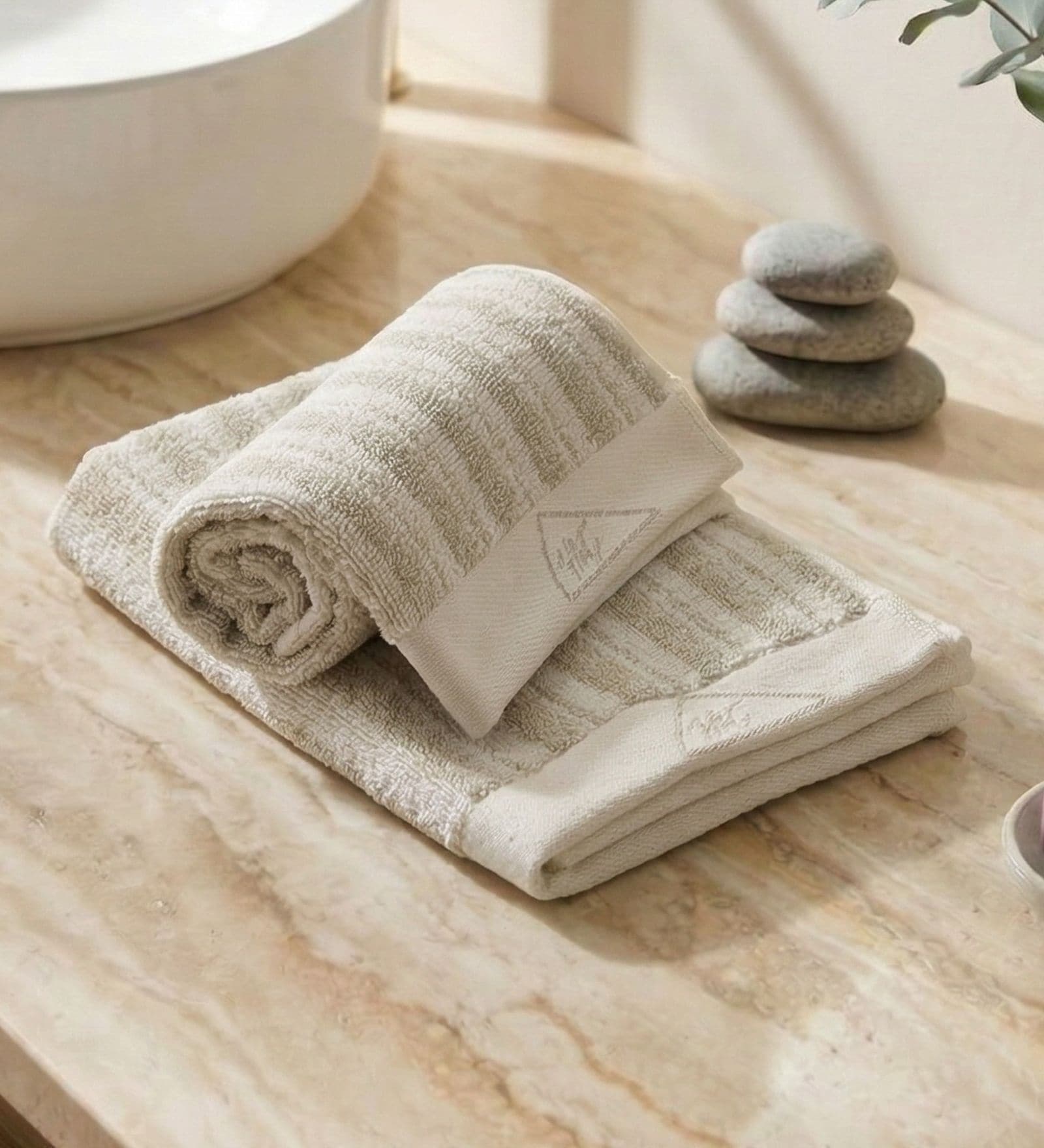 Beige 100% Cotton 500 Gsm Hand Towel 2 Pc