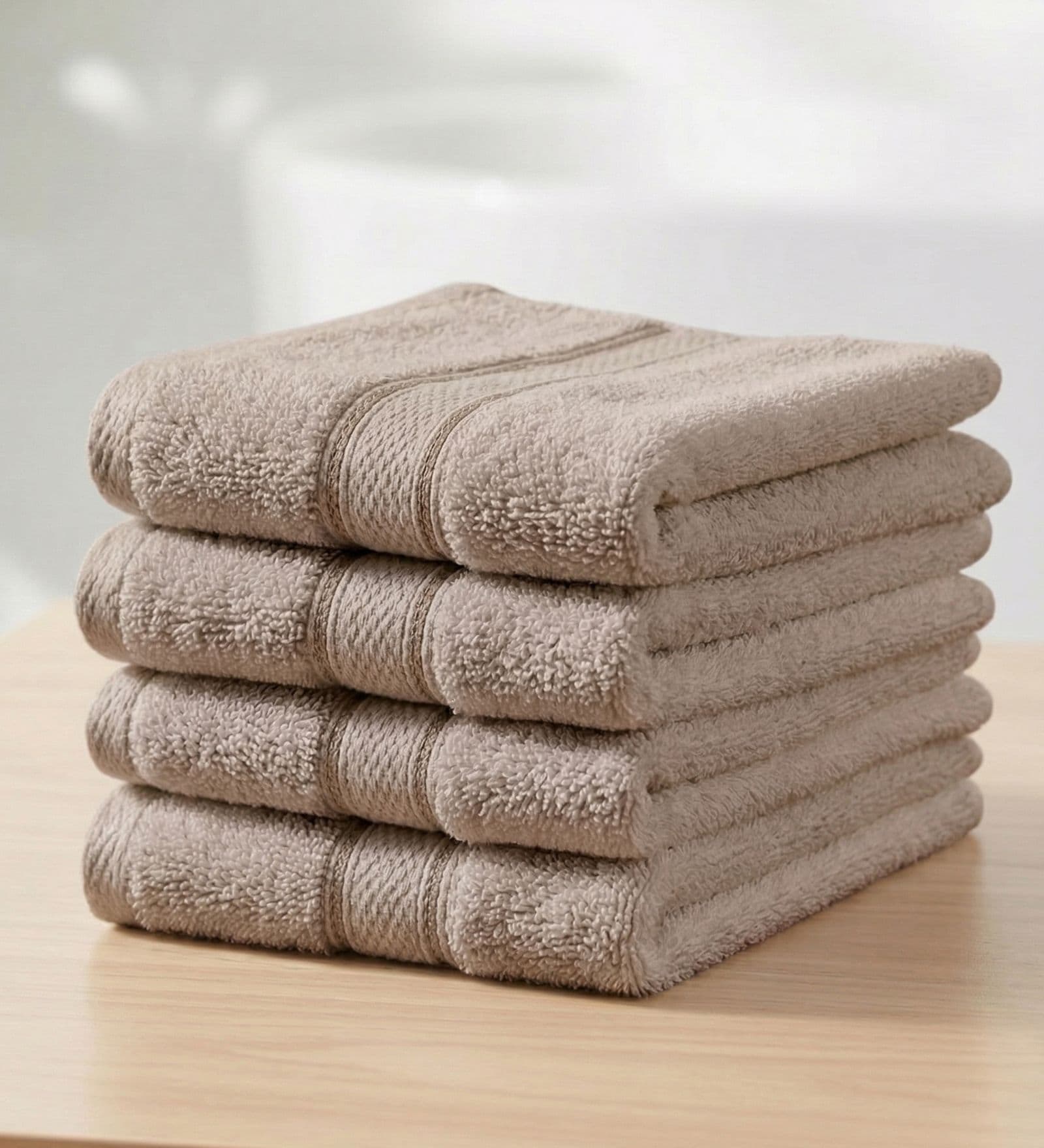 Beige 100% Cotton 600 Gsm Face Towel 4 Pc