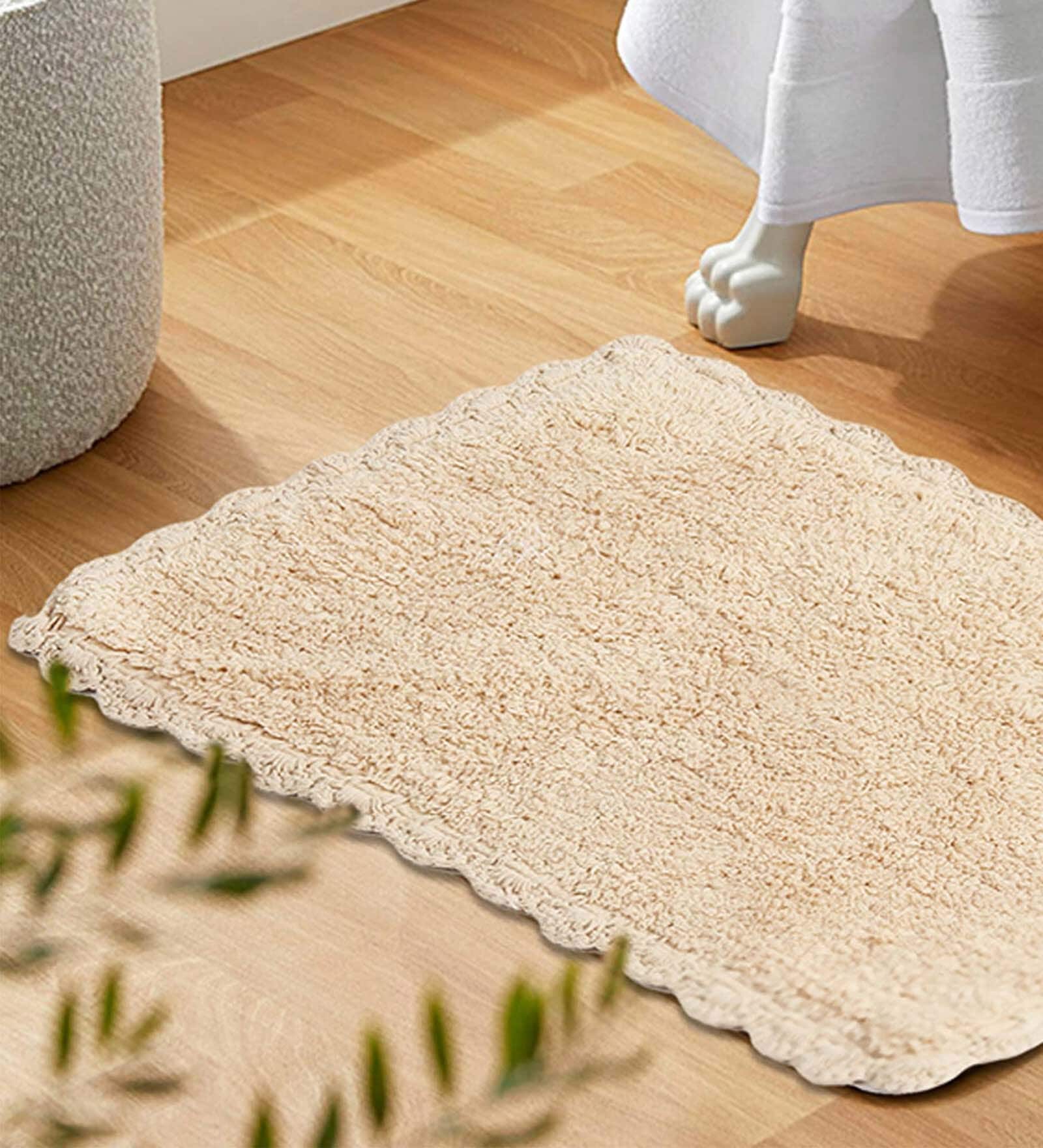 Beige Super Absorbent 100% Cotton & Quick Dry Bath Mat