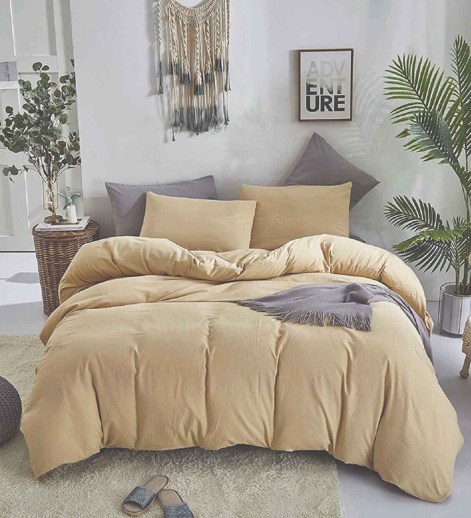 Beige 100% Cotton 400 Heavy Winter Double Bed Comforter