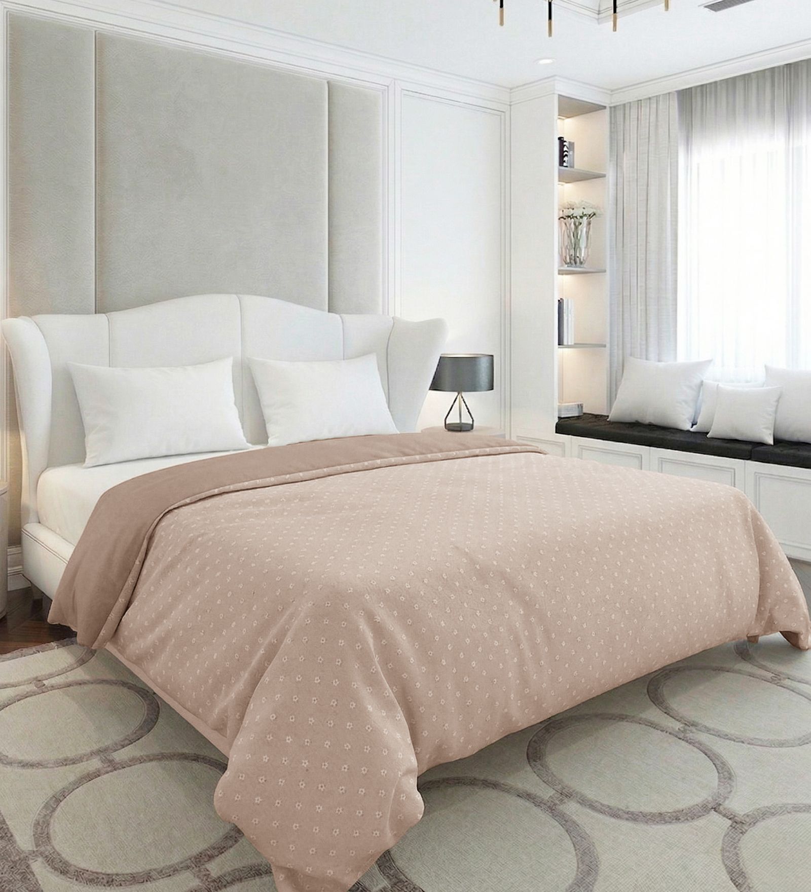Beige 50% COTTON, 50% POLYESTER Solid 90 GSM King Bed Comforter