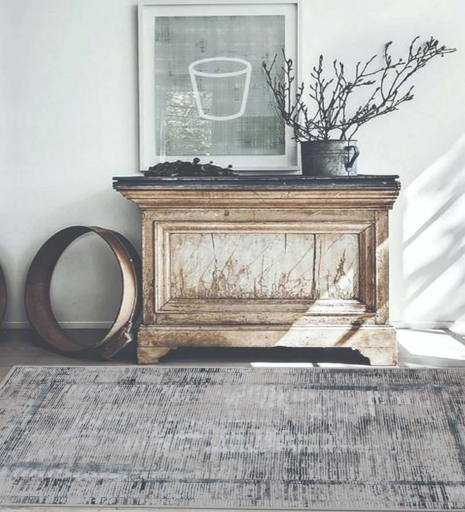 Beige Abstract Polypropylene 3 ft x 5 ft Machine Made Runner