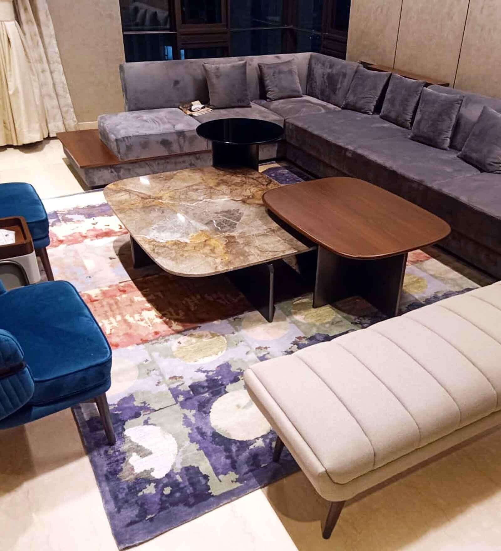 Beige Abstract Wool 4 ft x 6 ft Hand Knotted Carpet