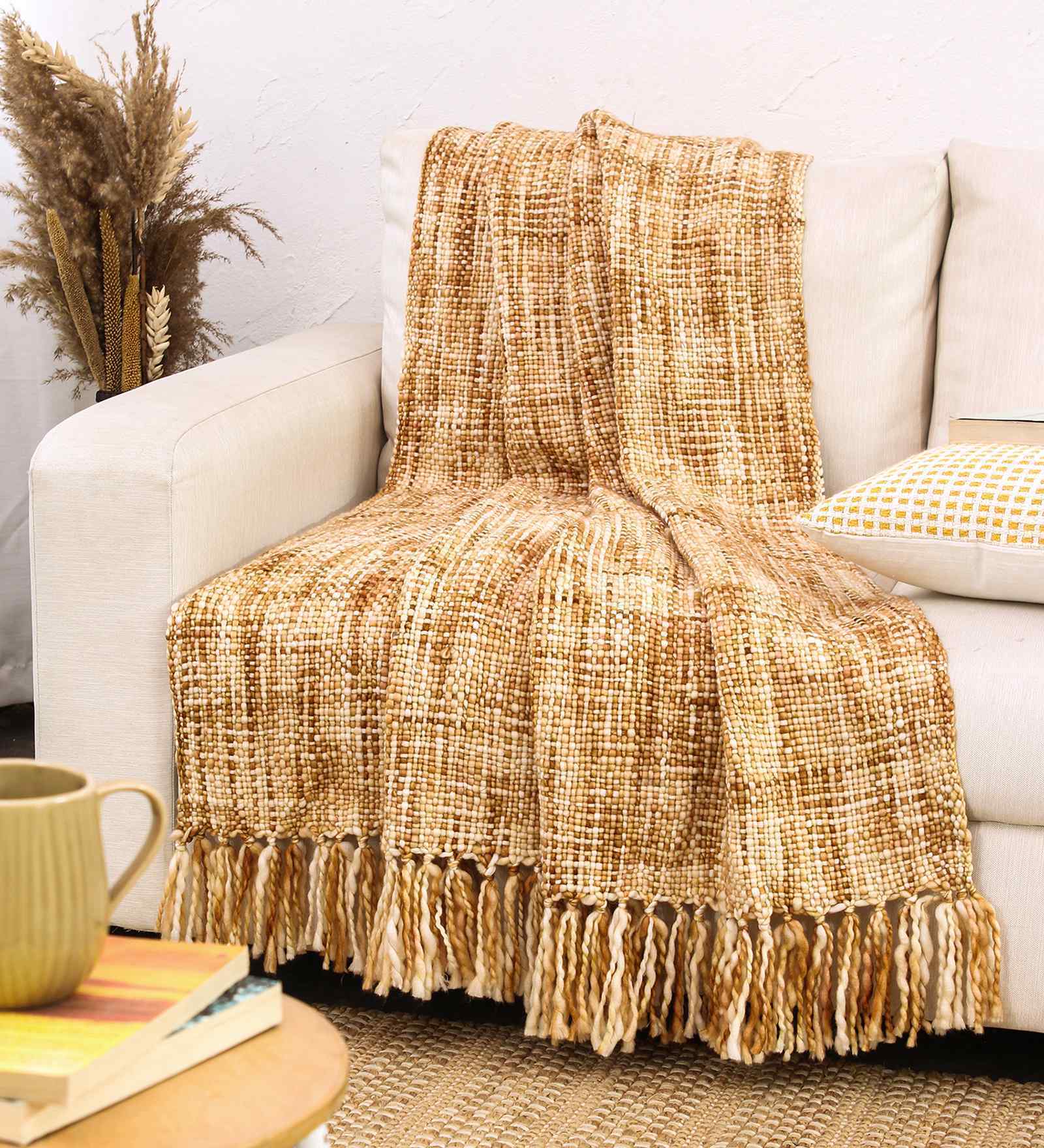 Beige Acrylic Saanjh Throw