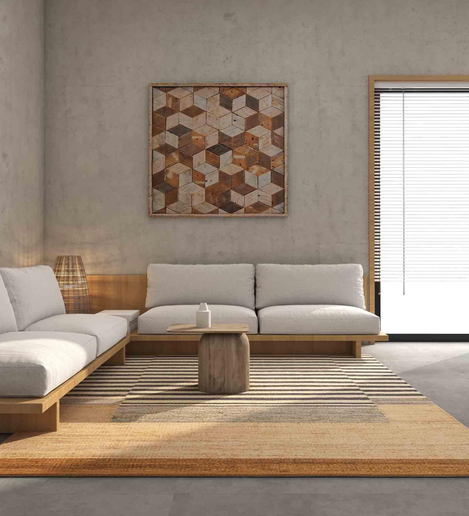 Beige Striped Jute 8 ft X 10 ft Hand Woven Carpet