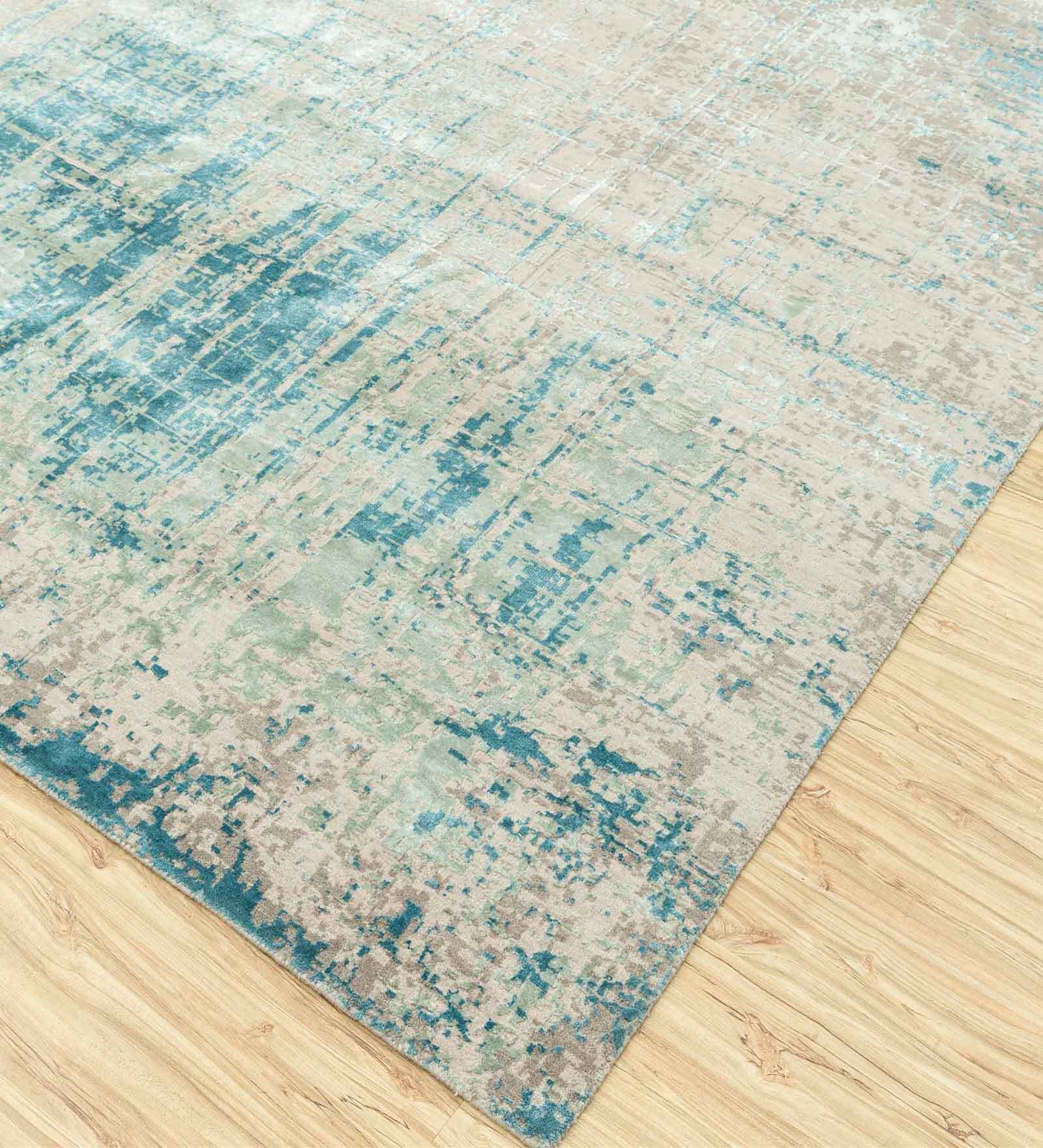 Beige Abstract Wool 4 ft x 6 ft Hand Knotted Carpet