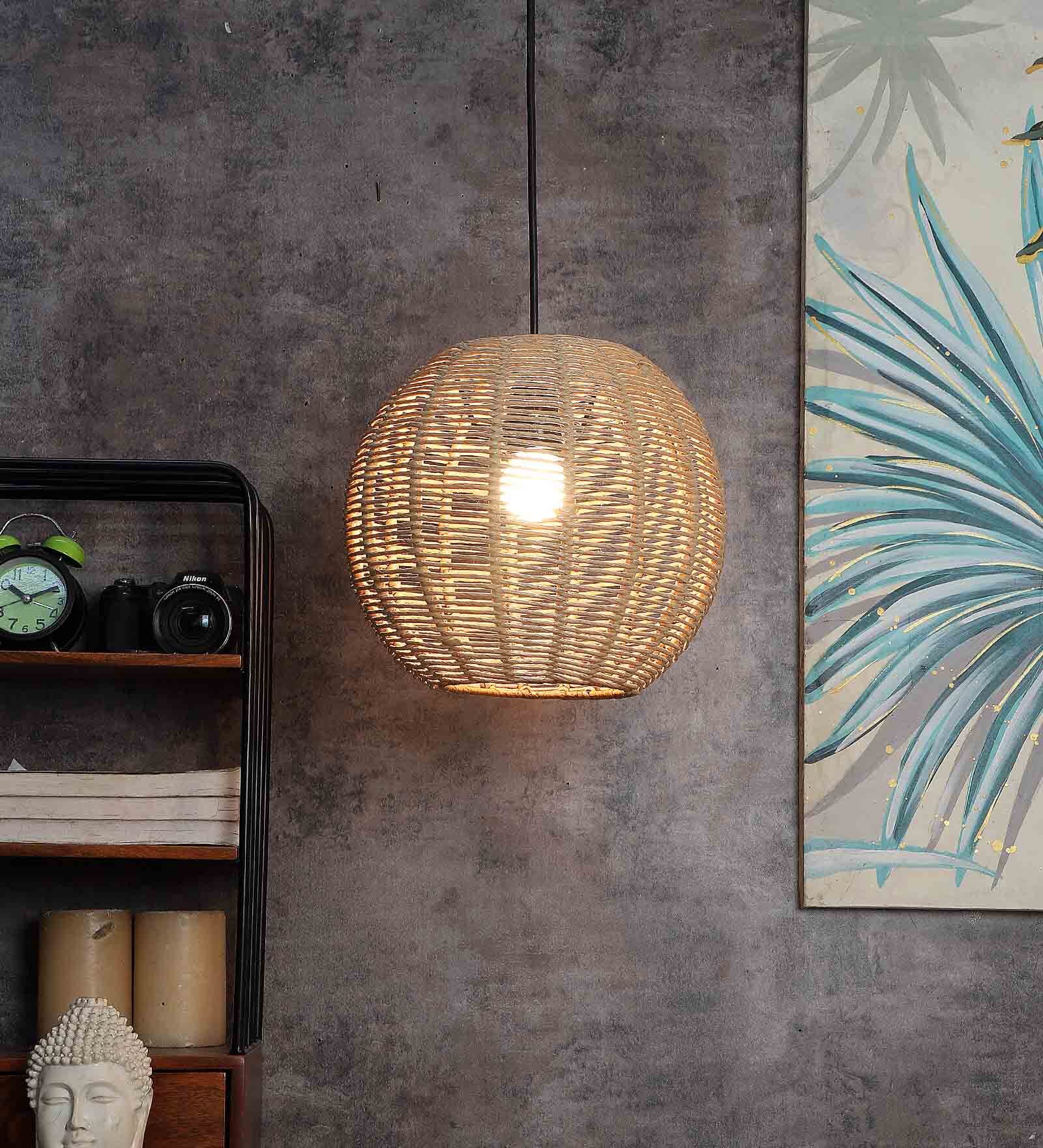 Midway Beige Cane Hanging Light