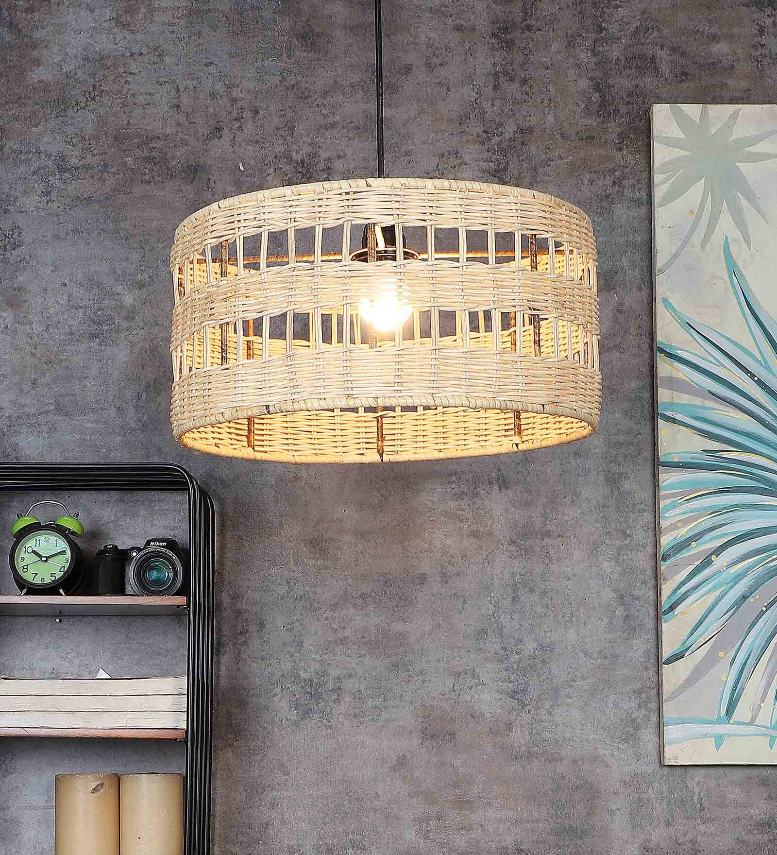 Zeal Beige Cane Hanging Light
