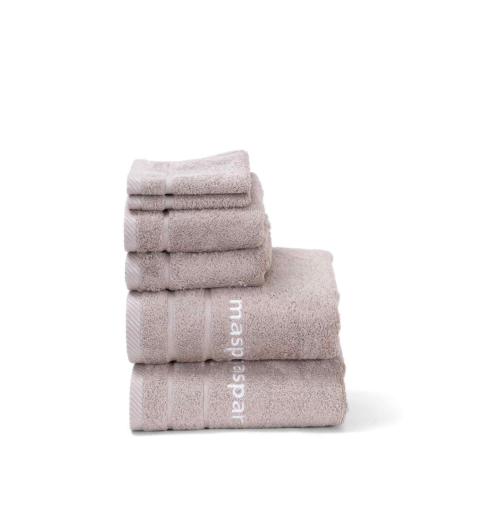Beige Bamboo Cotton Solid 650 GSM Bath Hand & Face Towel Set (6Pc)