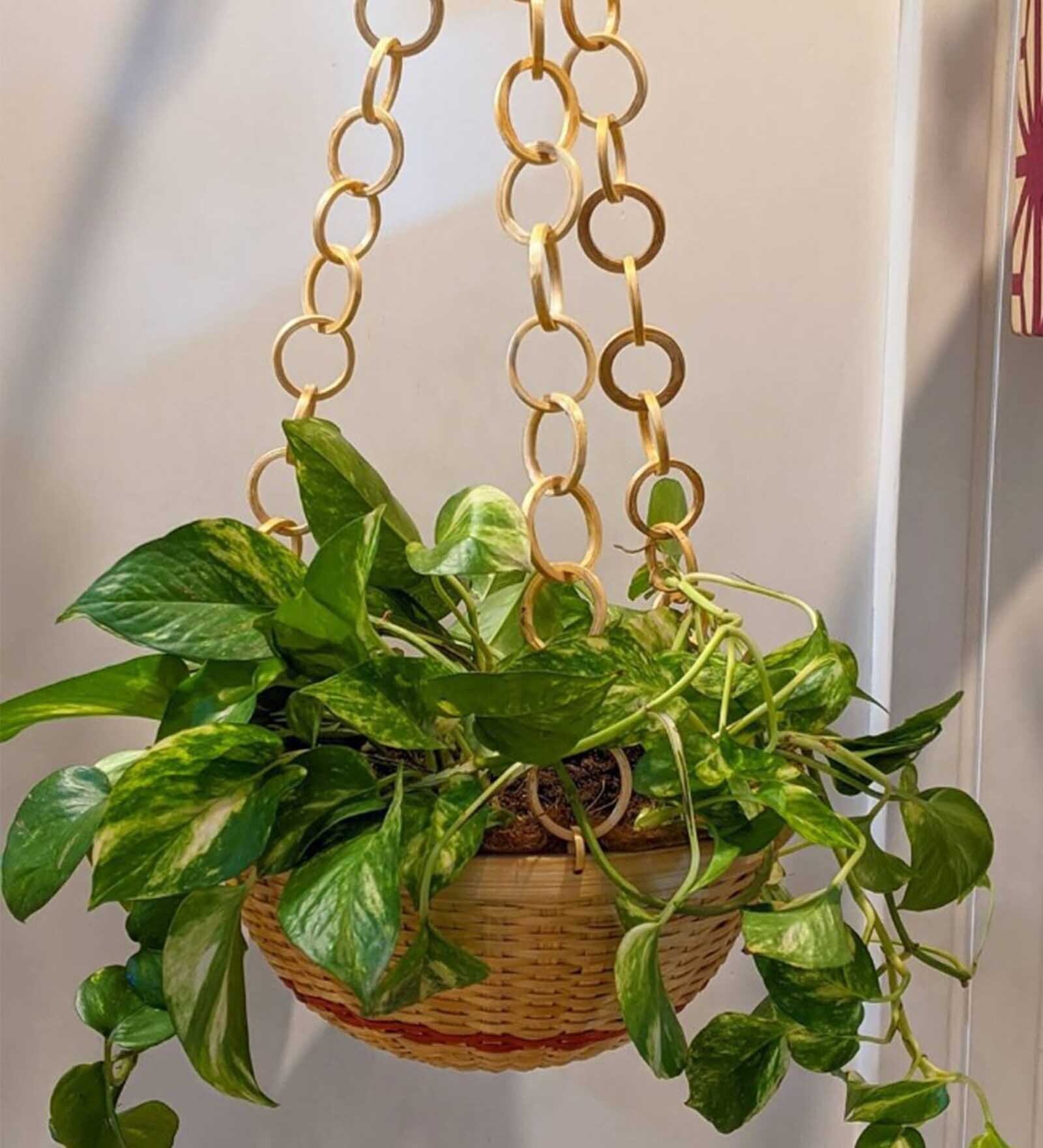 Beige Bamboo Hanging Planter