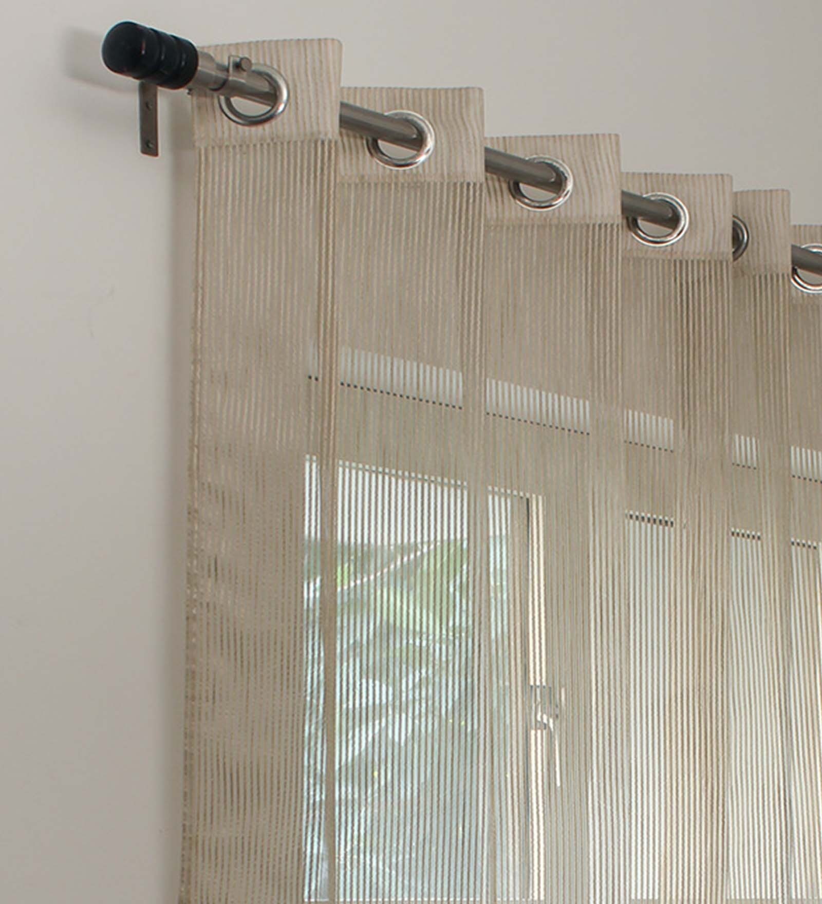 Beige Blackout Cotton 5 Feet Eyelet Curtain