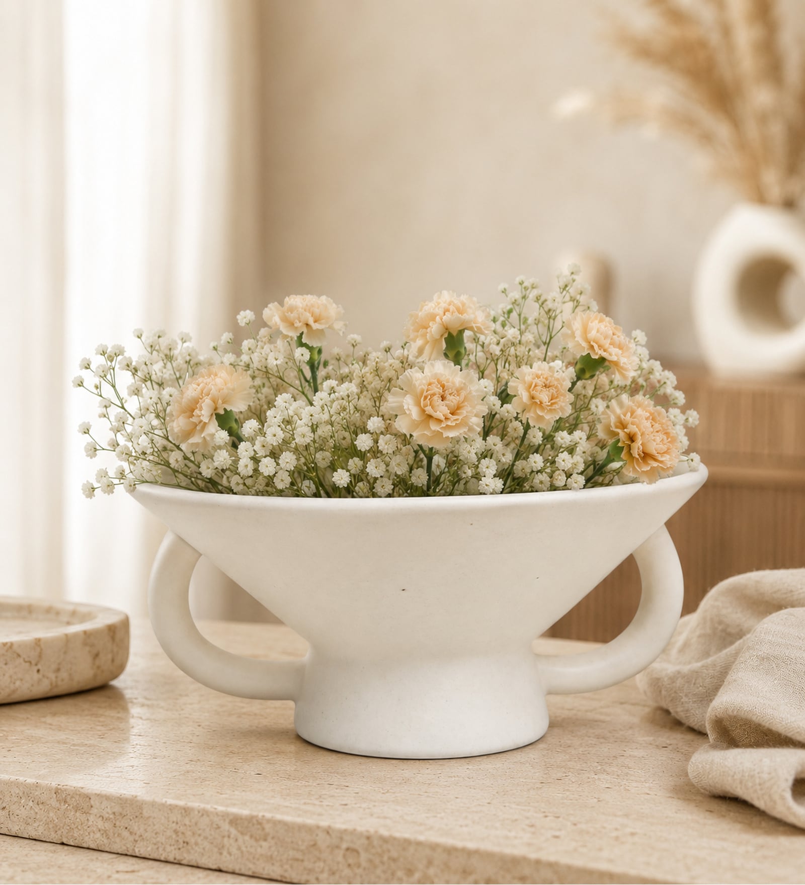 Beige Brun Urli Bowl for Floating Candles & Flowers Elegant Centerpiece