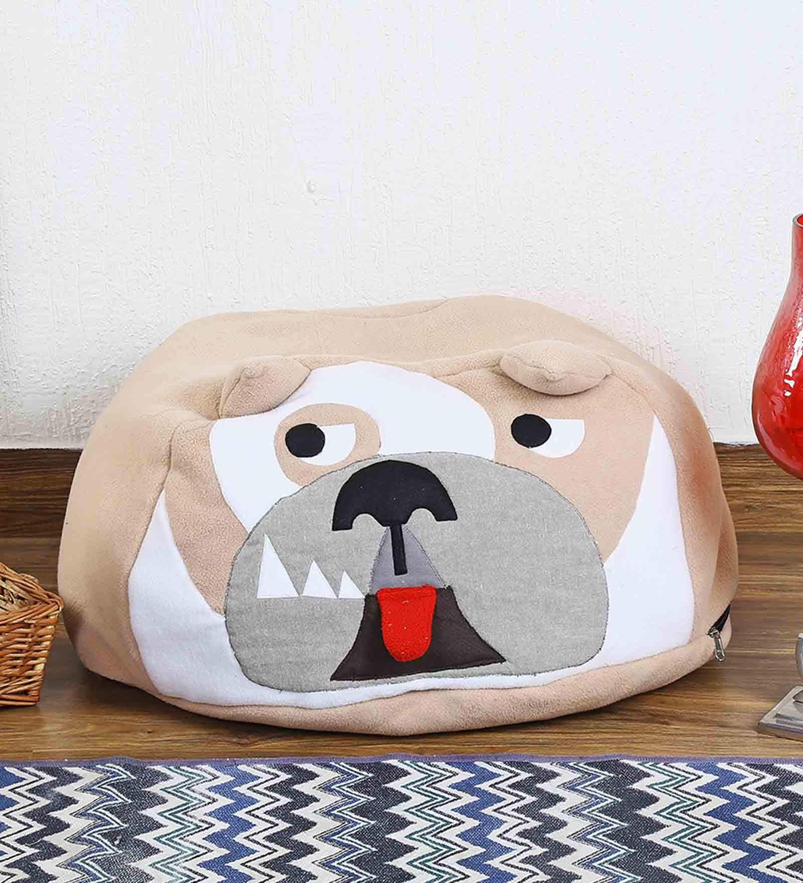 Beige Bull Dog bean bag without beans