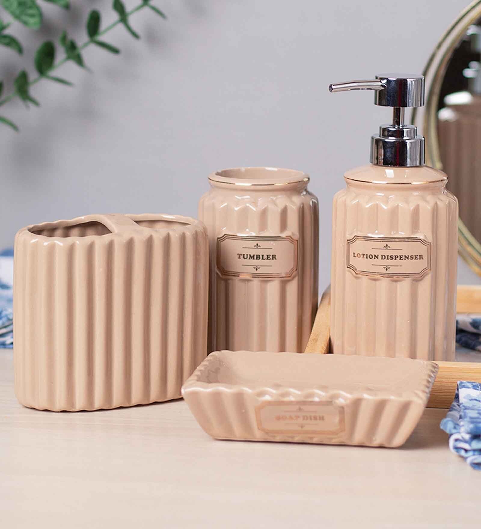 Buy Beige Ceramic Bathroom Set Of 4 at 51% OFF by Market 99 | Pepperfry
