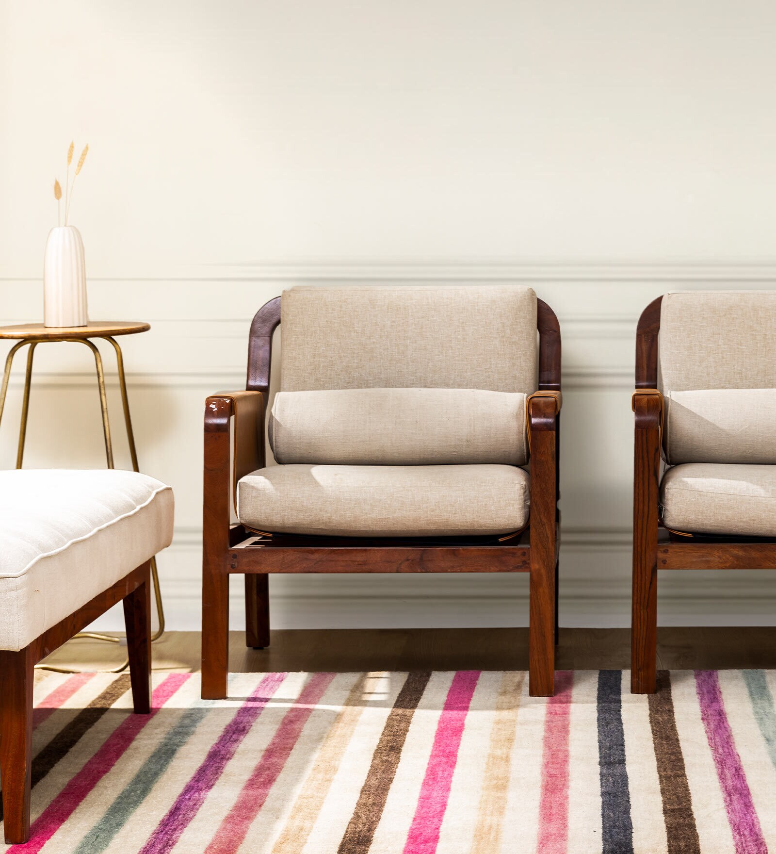 Beige Coton Geometric 6 x 9 Feet Hand Woven Carpet Carpets