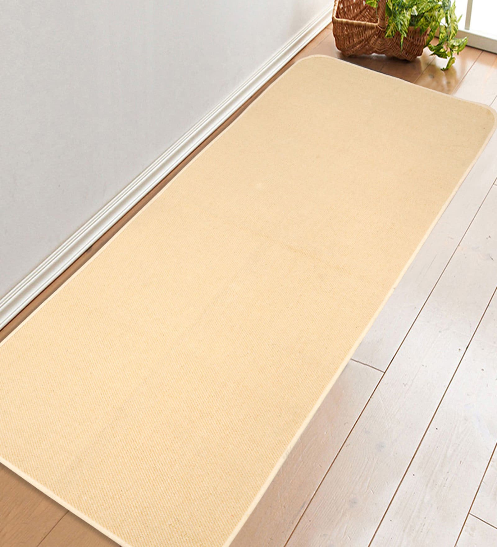 Plain Solid Cotton 6 X 2 Feet Machine Made Bedside Runner