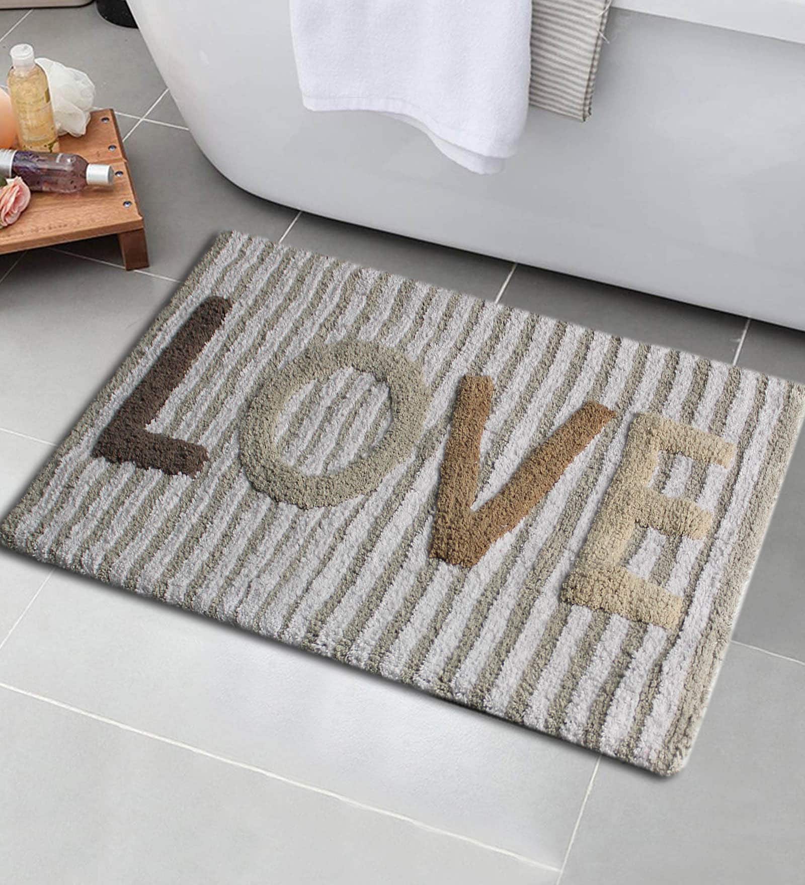Beige Cotton 32 x 20 Inches  Bath Mat