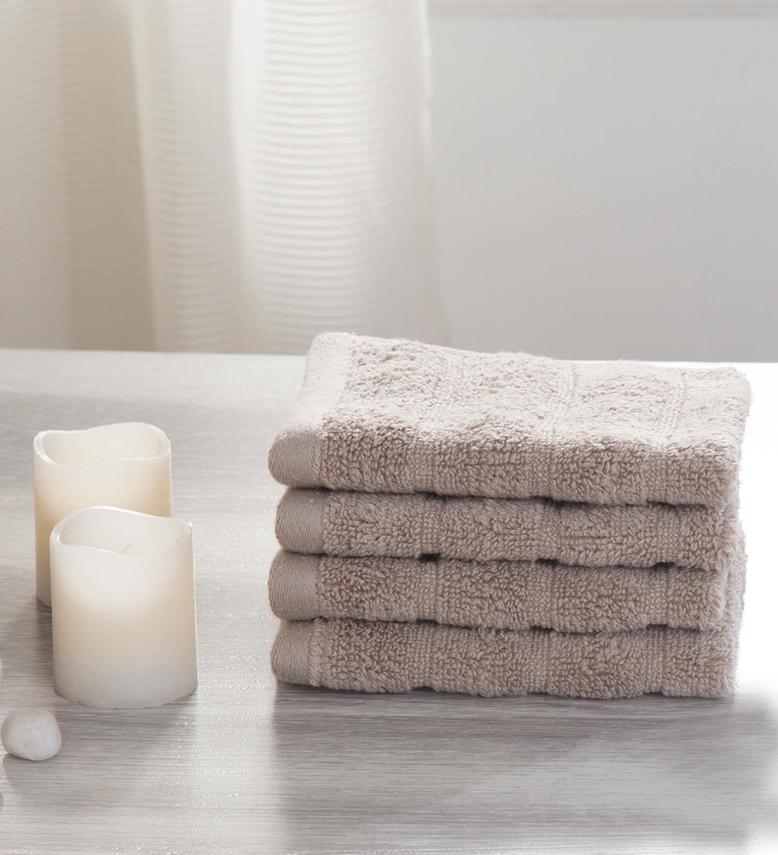 Brown Solid 550 GSM Cotton Face Towels (Set of 4)