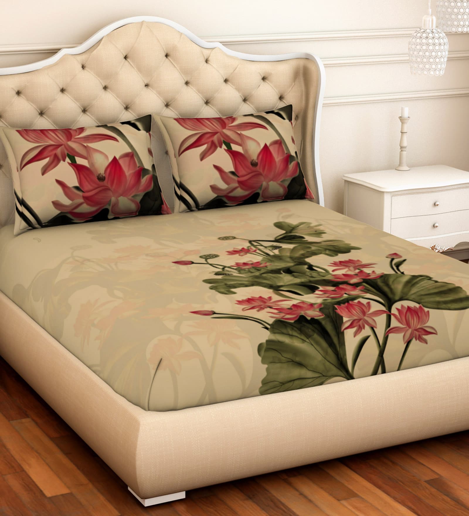 Buy Etsu Cotton 210TC King Size Bedsheet with 2 Pillow Covers by Spaces