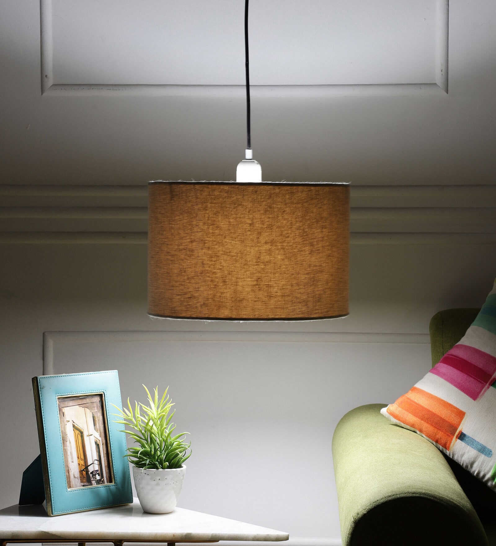 Anaya Beige Cotton Hanging Light