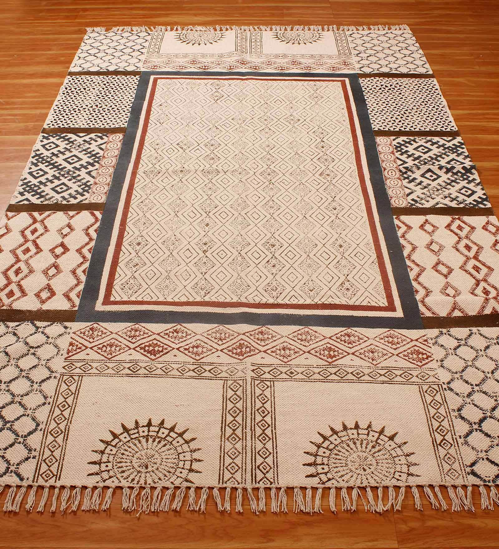 Beige Cotton Persian 3x2 Hand Woven Dhurrie