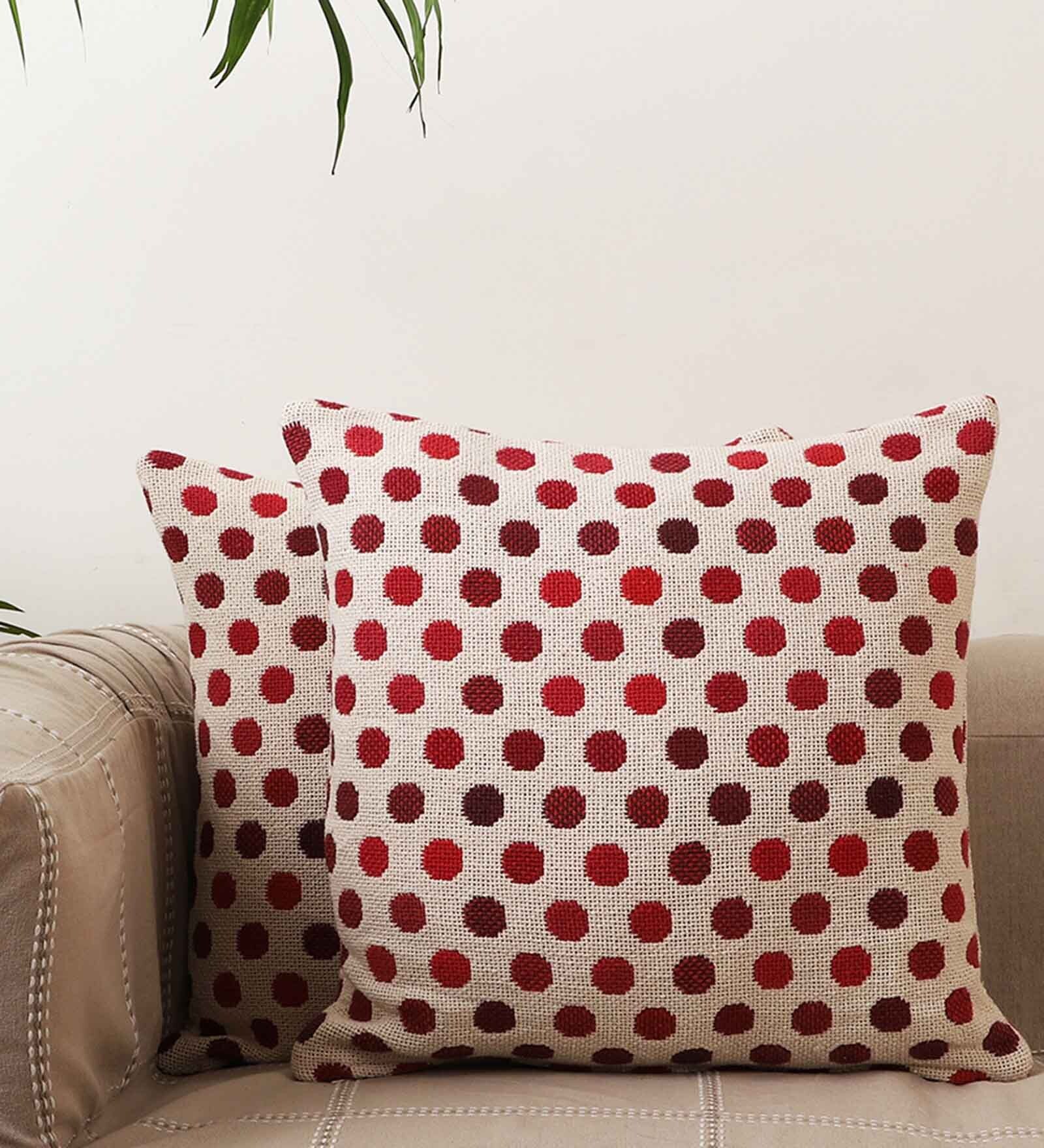 Beige Cotton Geometric 18x18 inches Cushion Covers (Set of 5)
