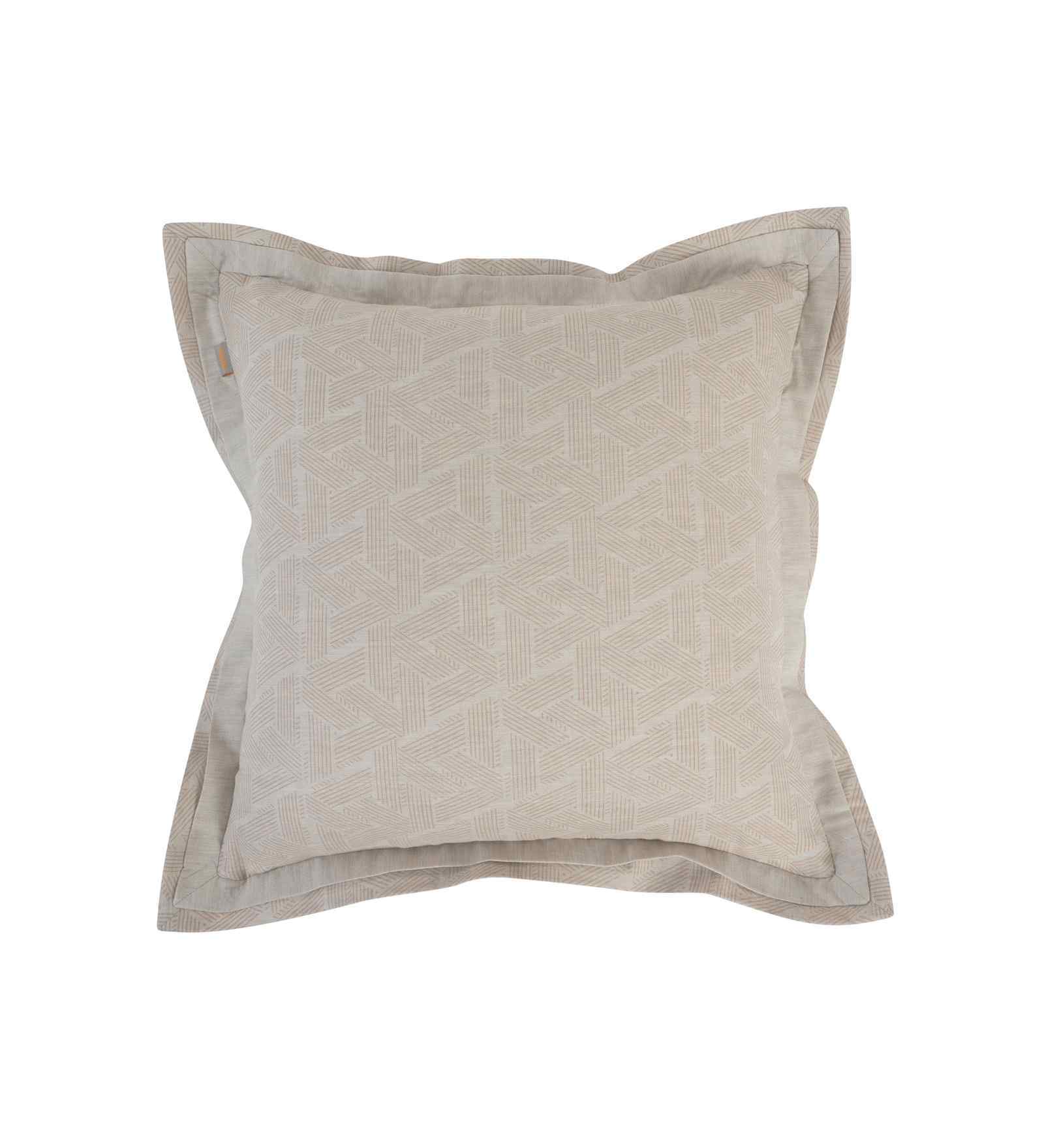 Beige Cotton Geometric Print 18x18 inches Square Cushion Cover