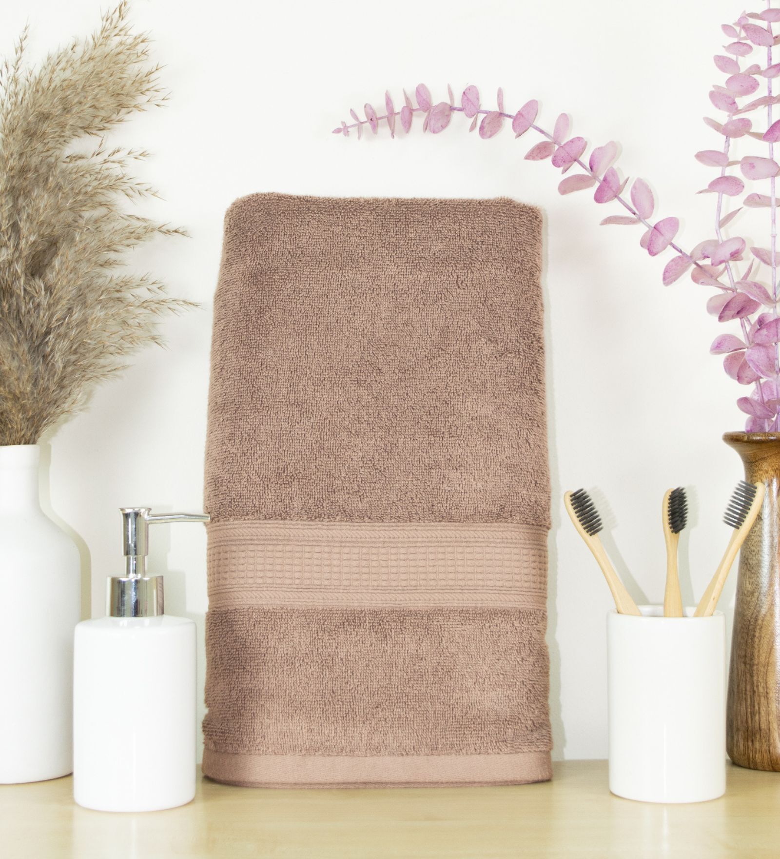 Beige Cotton Solid  500 GSM Bath Towel (1Pc)