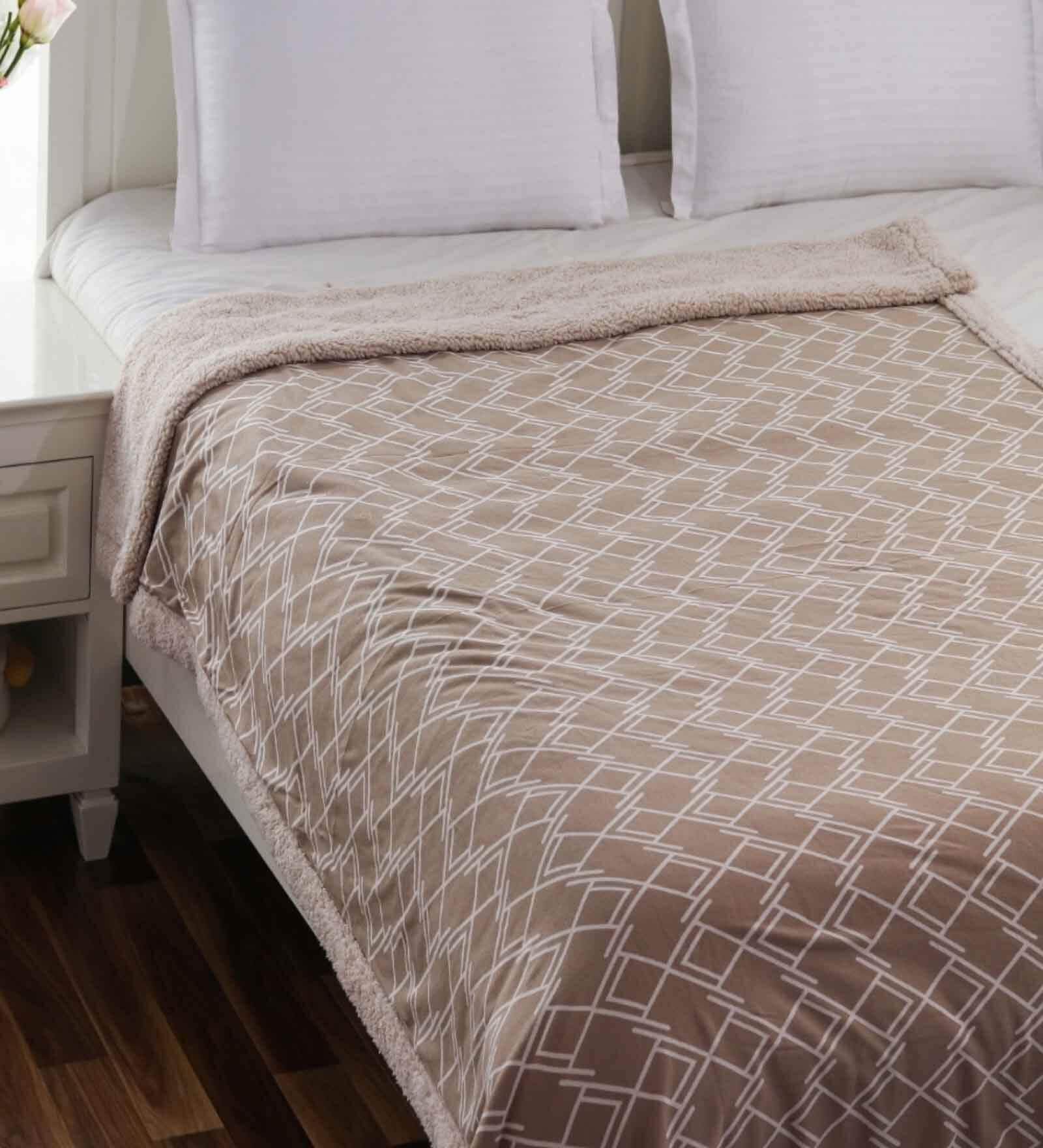 Beige Cotton Abstract 250 Gsm Single Kids Blanket