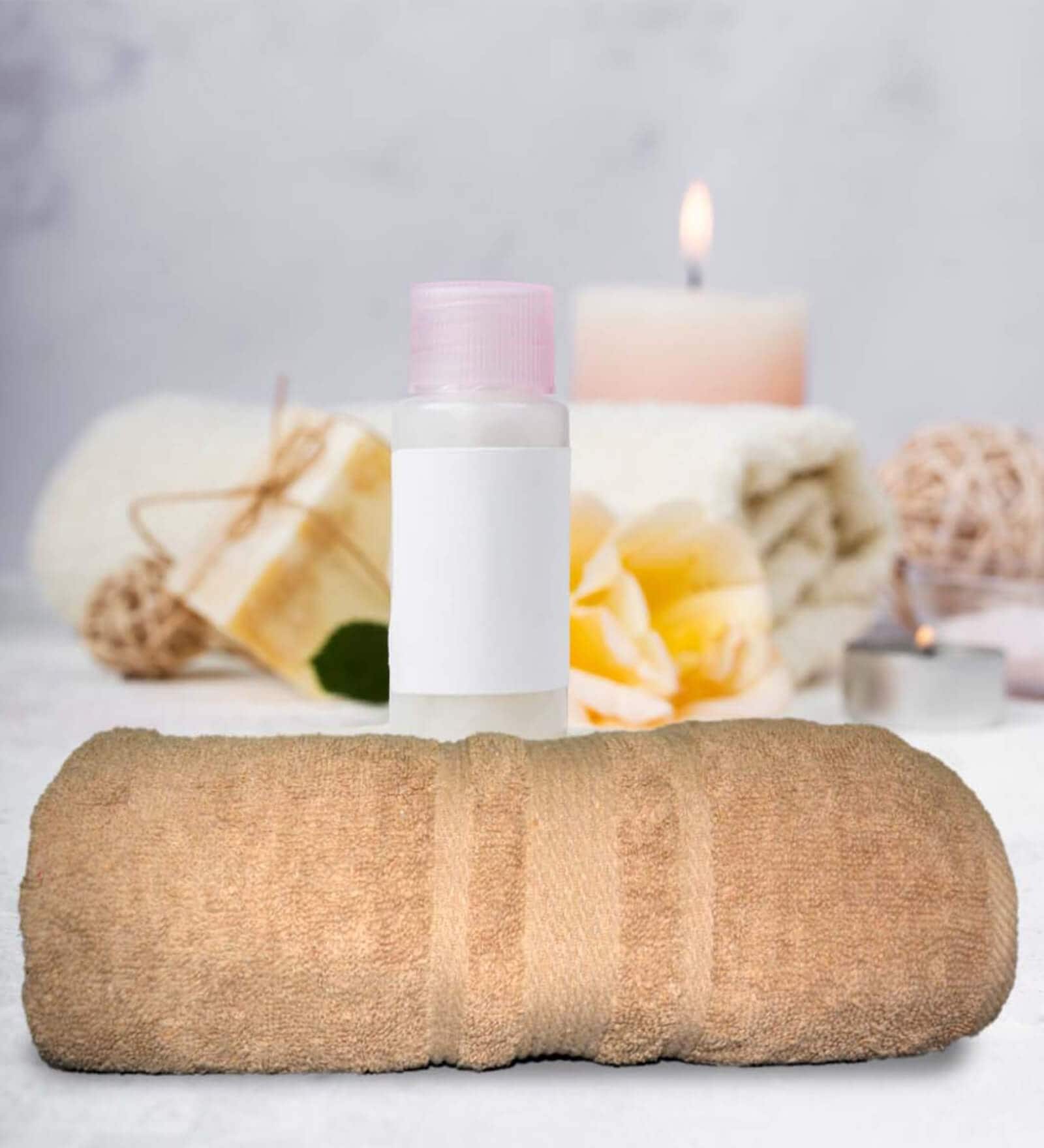 Beige Cotton Solid 500 GSM Bath Towels (1pc)