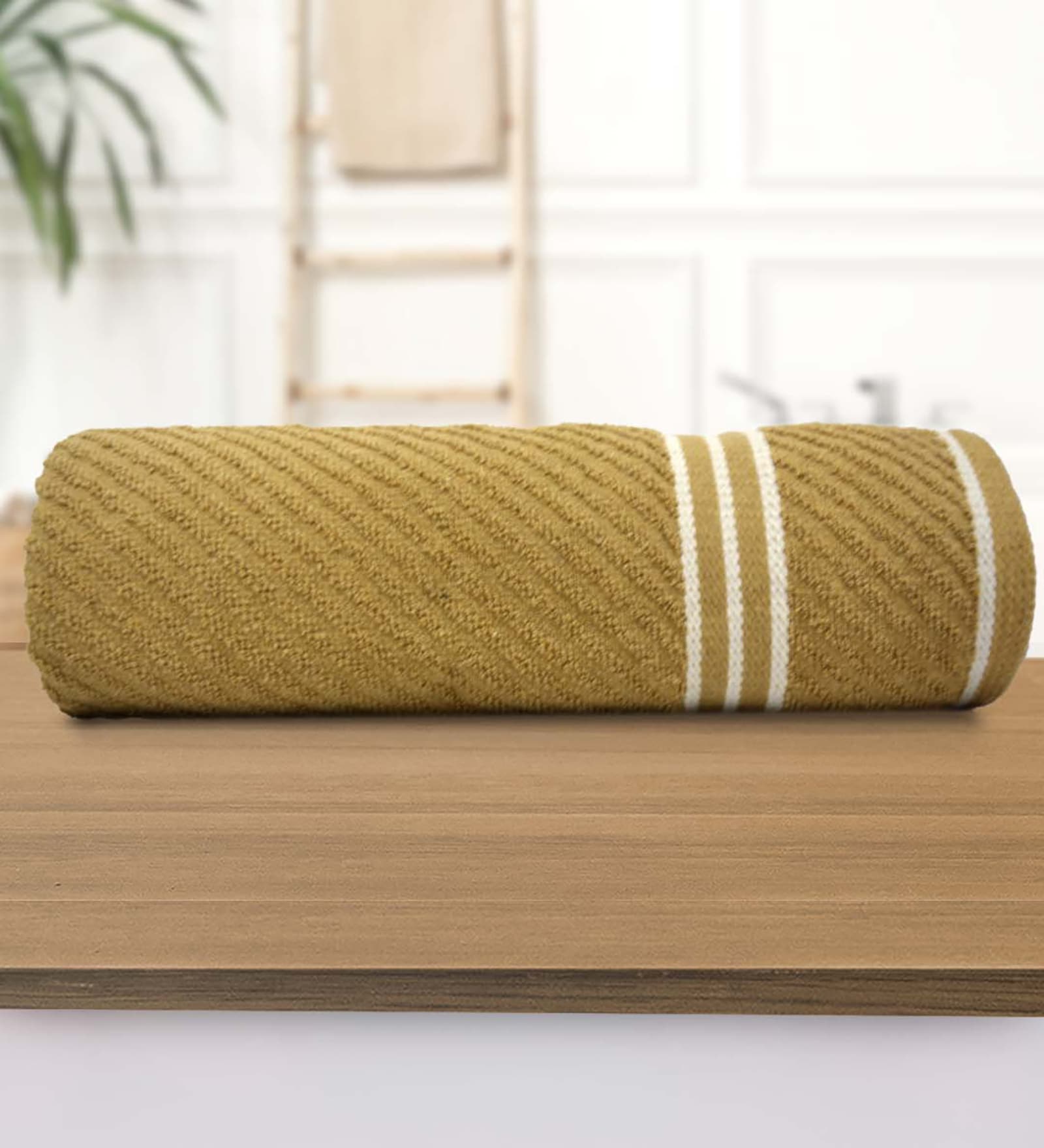 Beige Cotton Solid 500 GSM Bath Towel (1 Pc)
