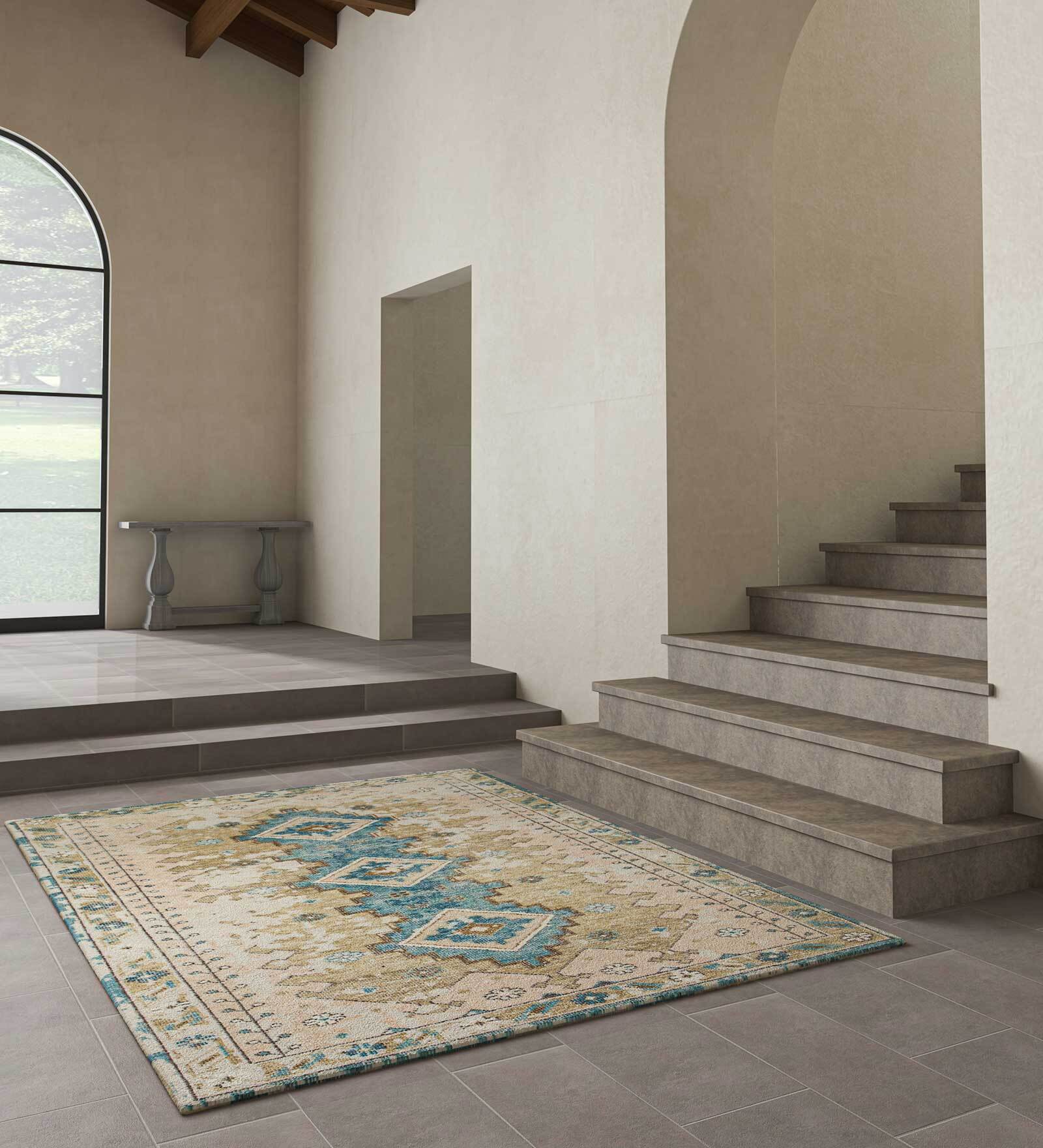 Beige Persian Wool 8 ft x 10 ft Hand Knotted Carpet