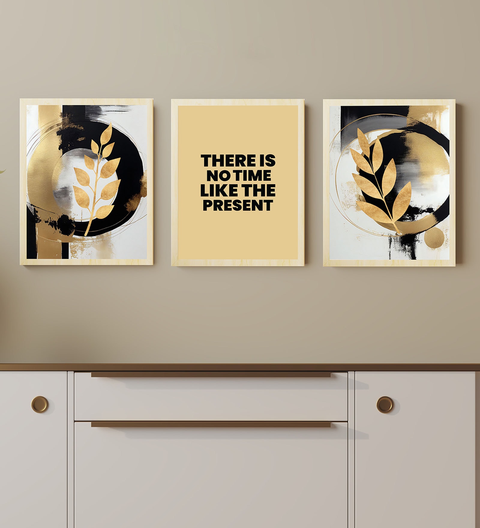 Multicolour Engineered Wood (Set of 3) Art Prints