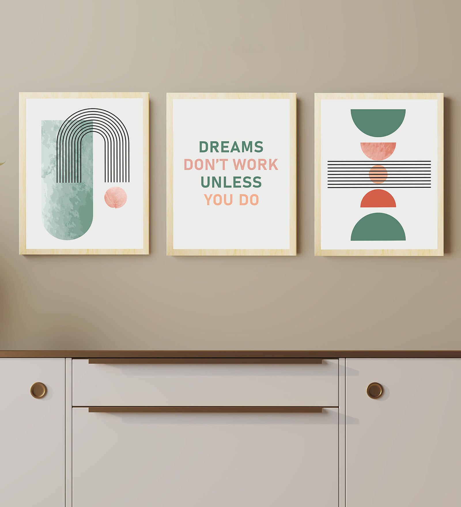 Multicolour Engineered Wood (Set of 3) Art Prints