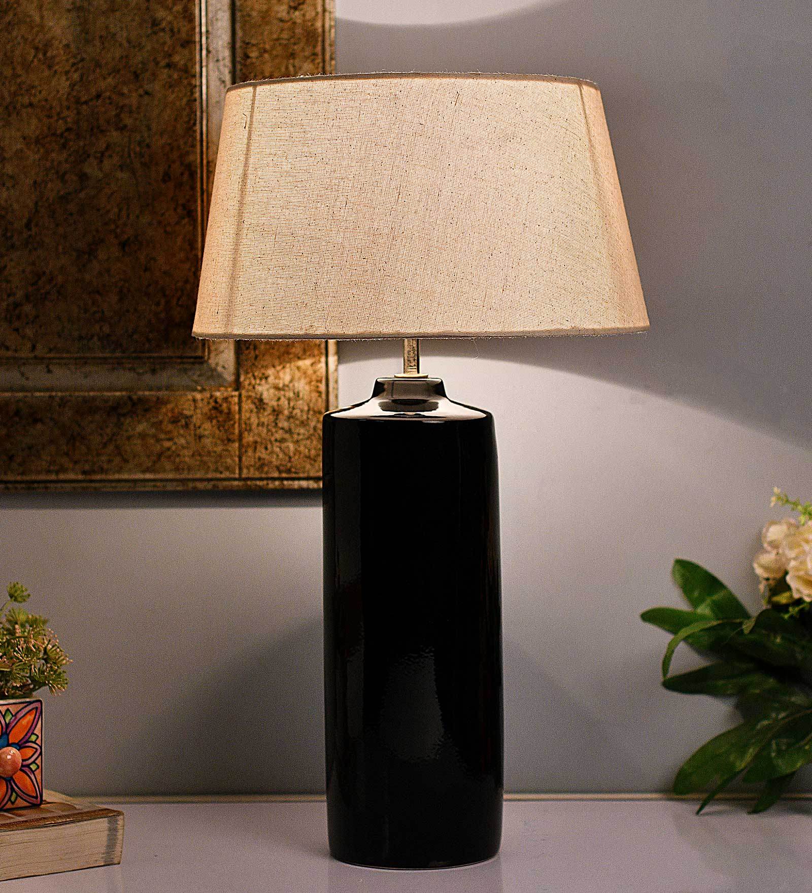 Buy Beige Fabric Shade Table Lamp with Black Base at 50% OFF by ...