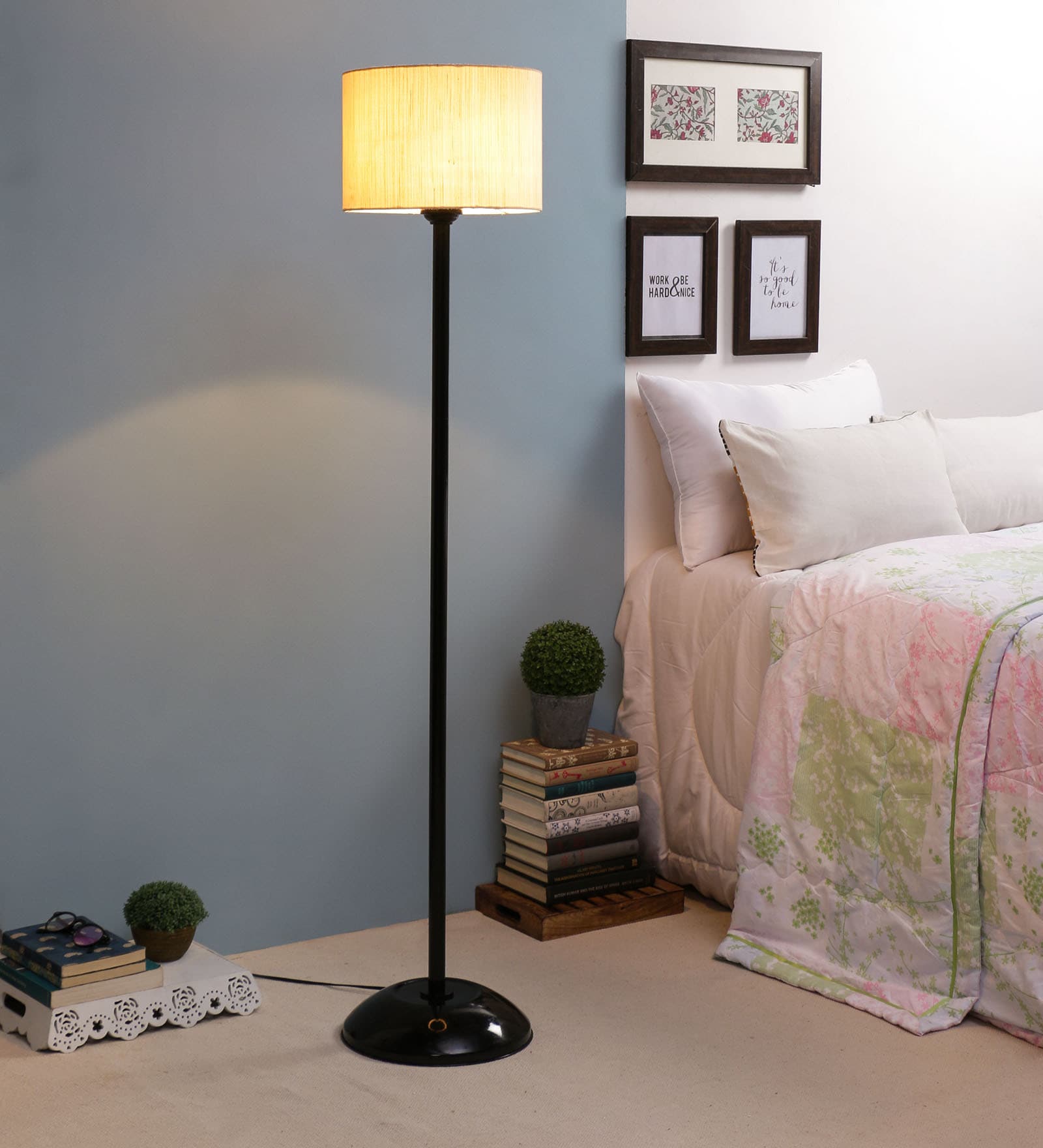 Beige Fabric Floor Lamp