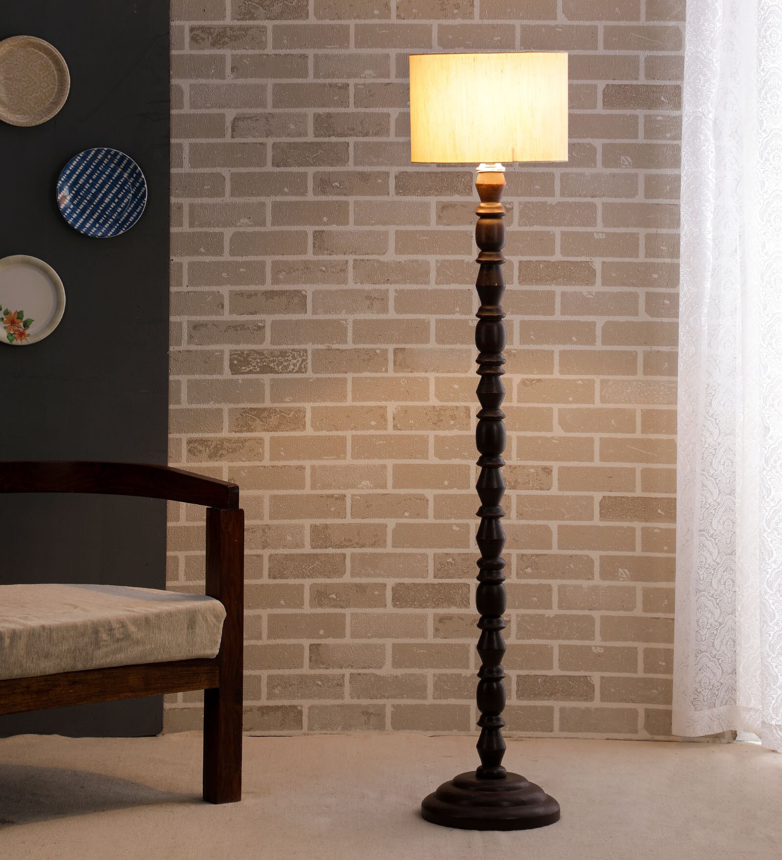 Buy Beige Fabric Shade Floor Lamp With Brown Base By Tu Casa at 49% OFF ...