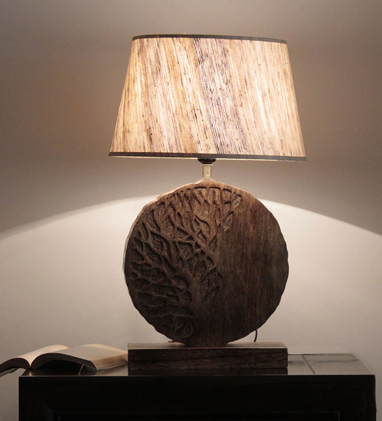 Buy Forli Beige Fabric Shade Table Lamp With Wood Base at 64% OFF by ...